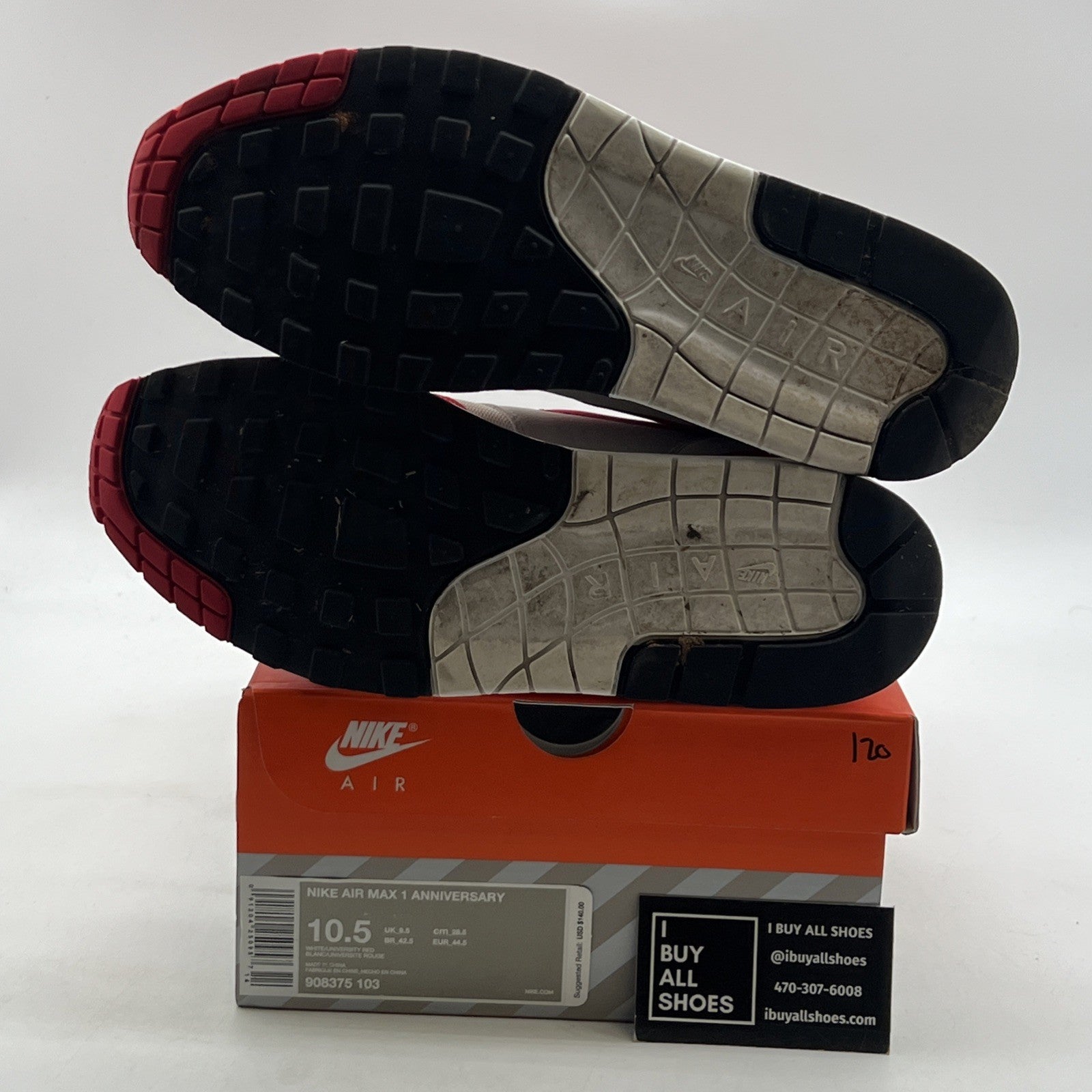 Size 10.5 - Nike Air Max 1 OG Anniversary 2017 (908375-103)