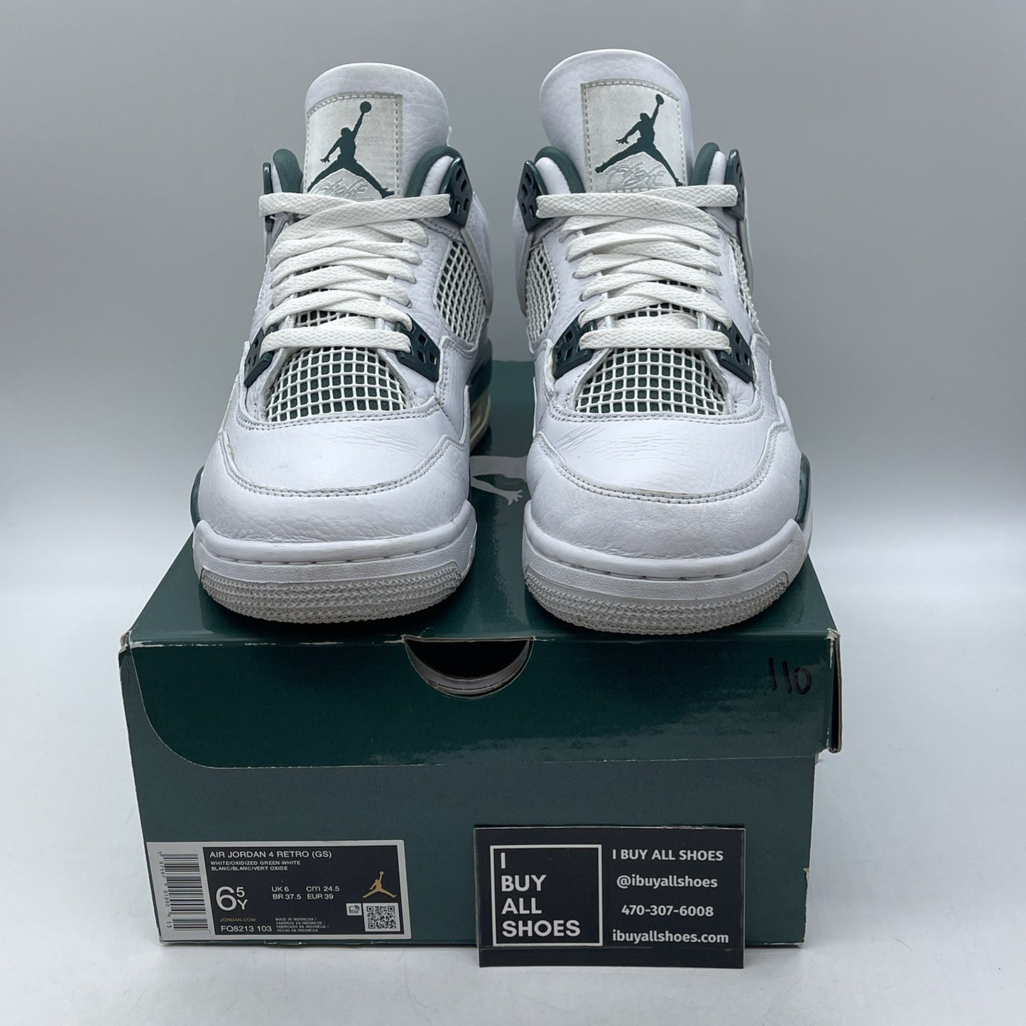 Size 6.5Y - Air Jordan 4 Retro Oxidized Green White Leather (FQ8213-103)