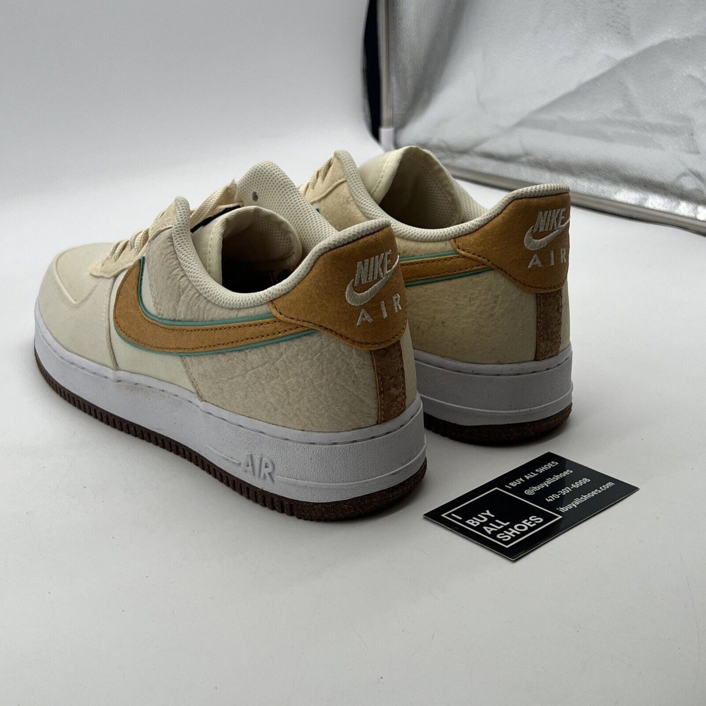 Size 12.5 - Nike Air Force 1 '07 Premium Coconut Milk Green Glo Metallic Gold