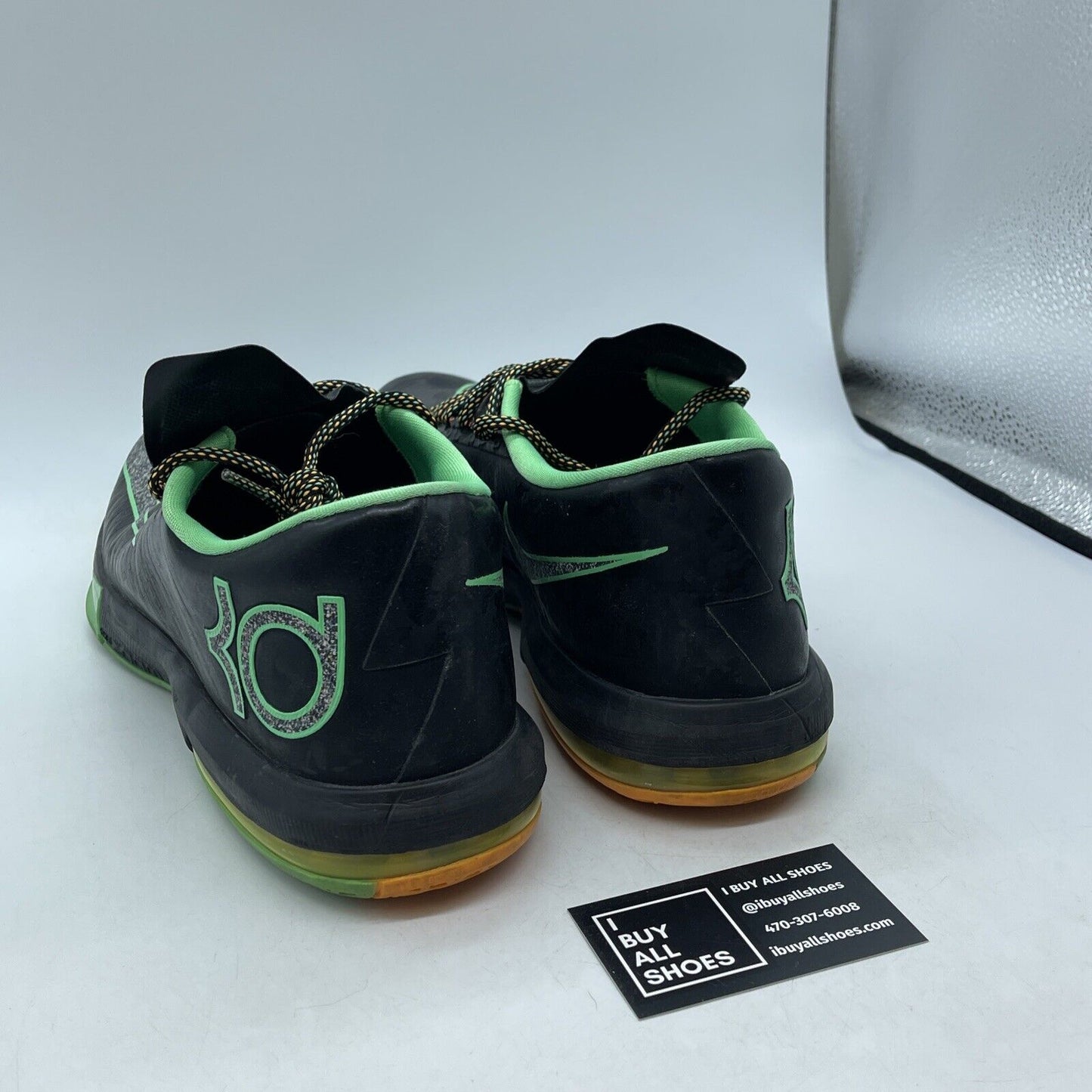 Size 13 - Nike KD 6 Night Vision Black Orange Green Leather (599424-093)