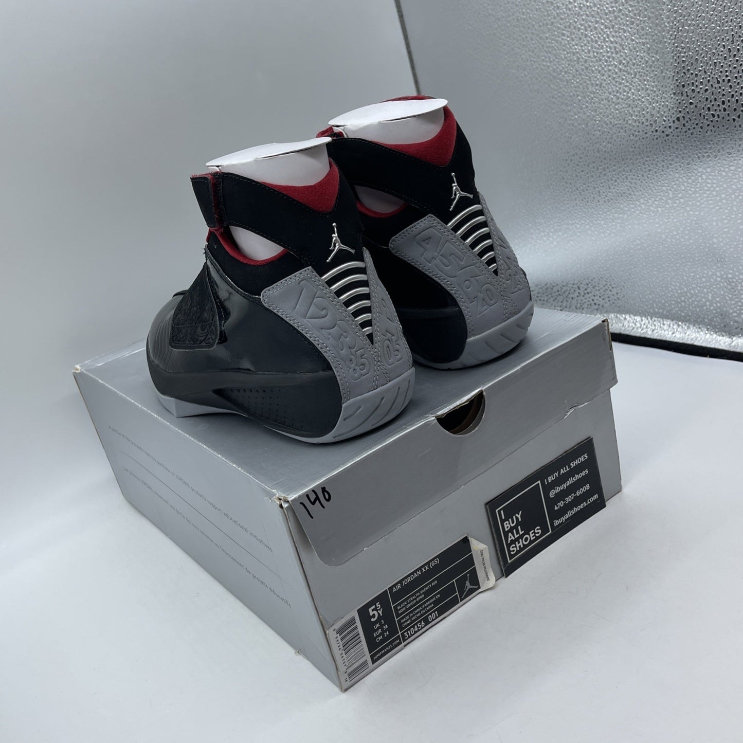 Size 5.5Y (GS) - Air Jordan 20 OG 2005 Mid Stealth Black Leather (310456-001)