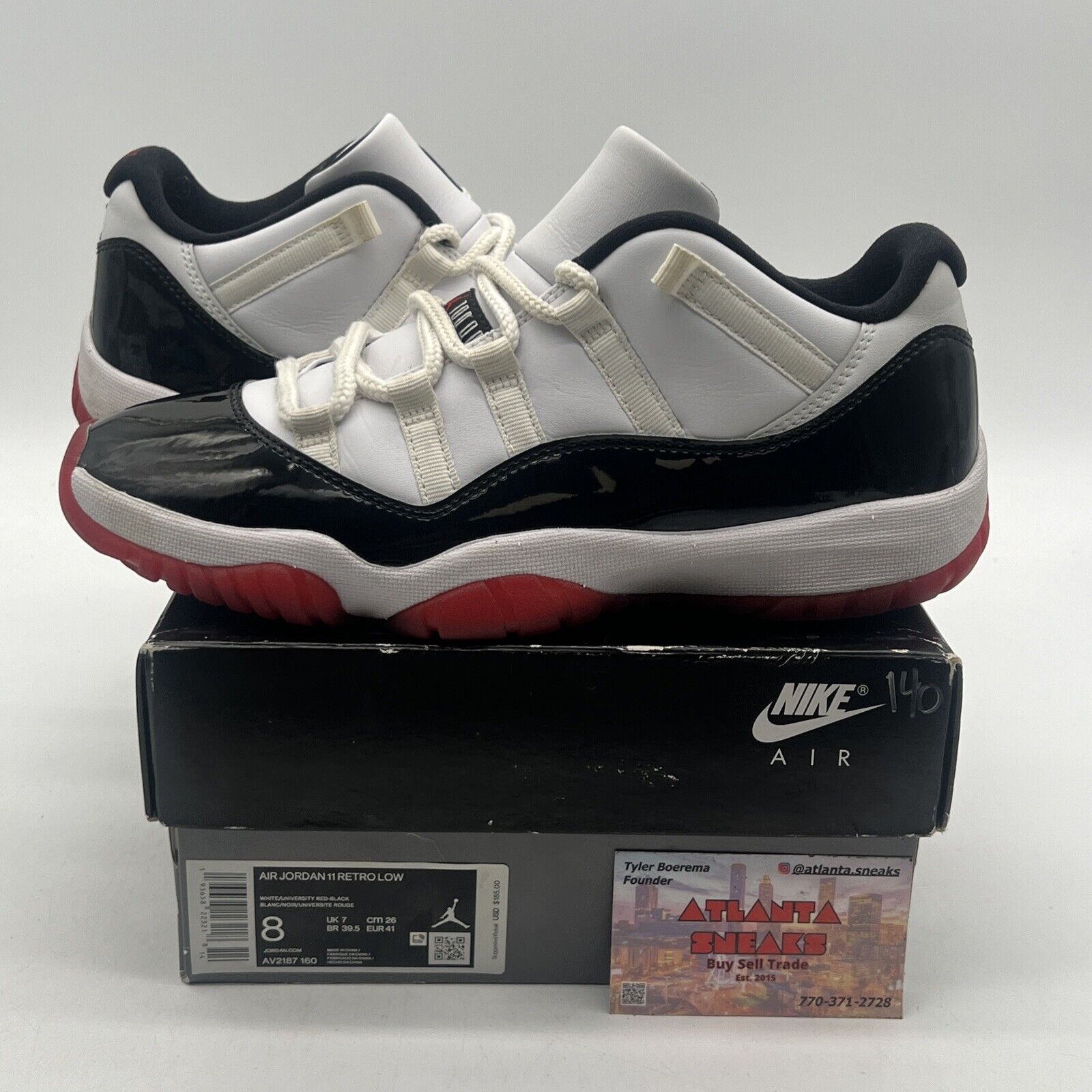 Size 8 - Jordan 11 Retro Low Concord-Bred White Black Red Leather (AV2187-160)