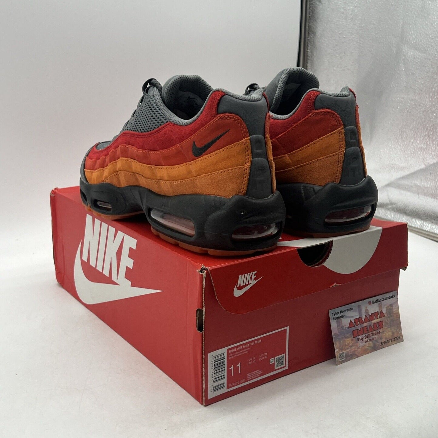 Size 11 - Nike Air Max 95 Premium Atlanta Grey Orange Red (FZ4126-060)
