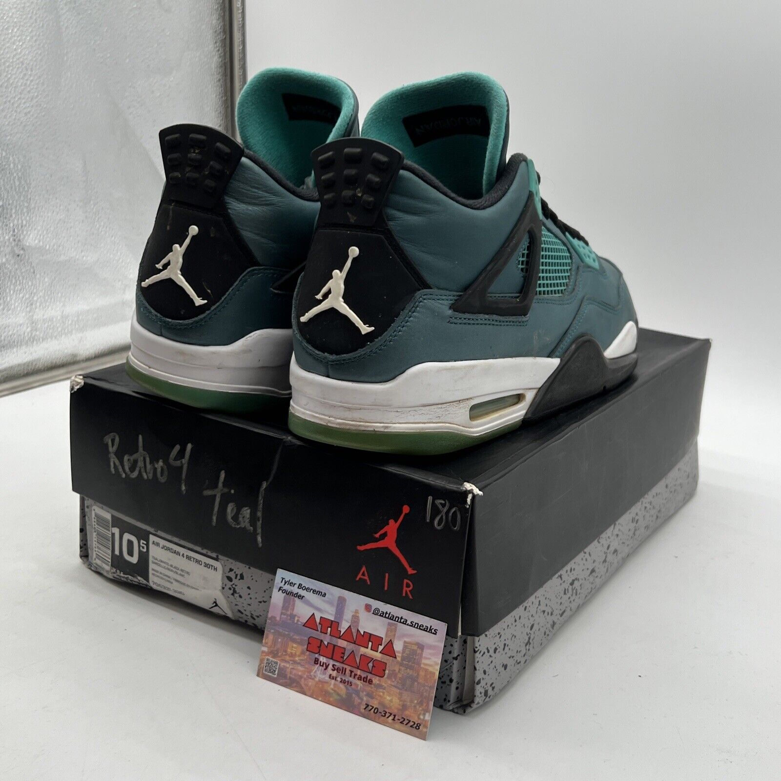 Size 10.5 - Air Jordan 4 Retro Teal Black White Leather (705331-330)