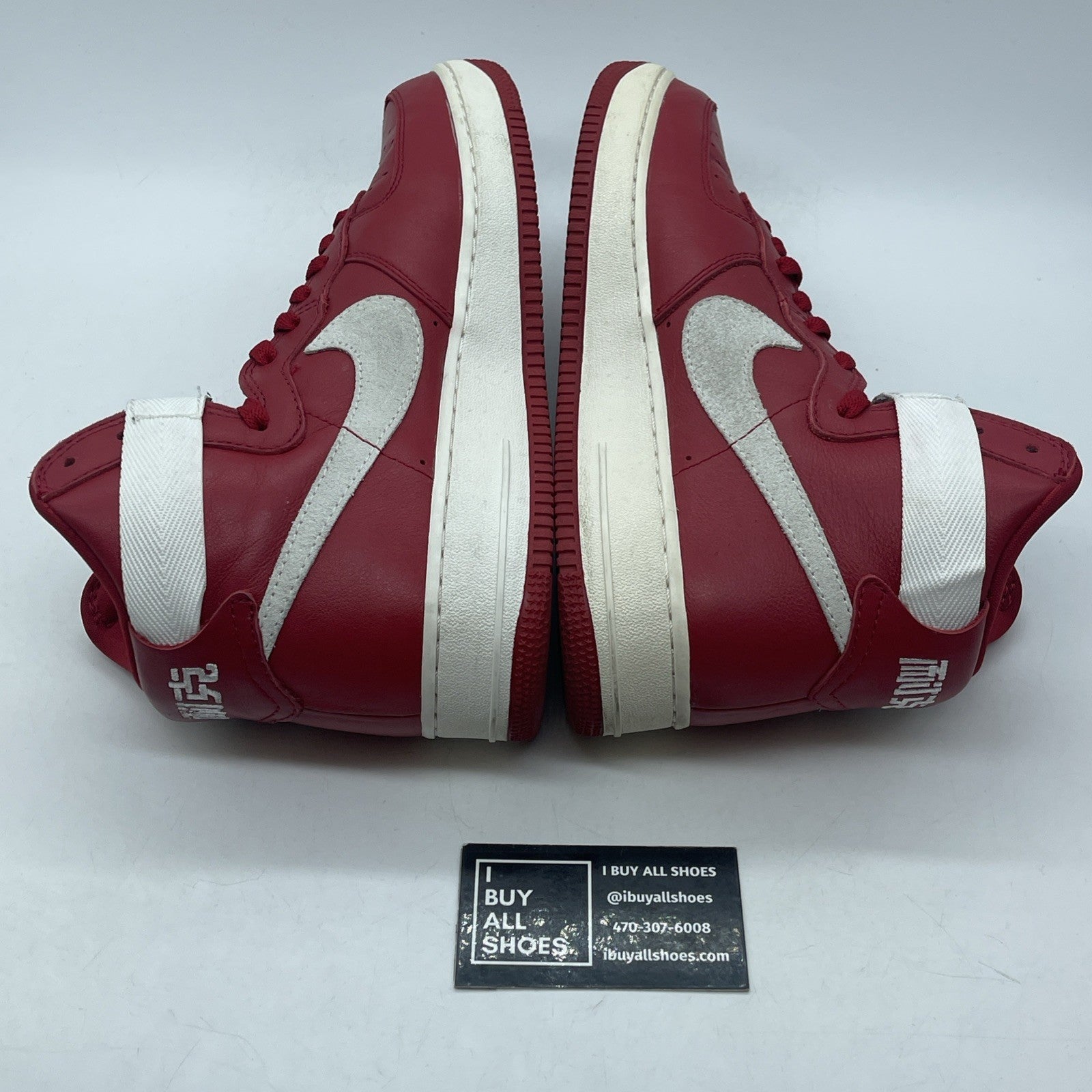 Size 9.5 - Nike Air Force 1 High NAI-KE Red Grey Suede Leather (743546-600)
