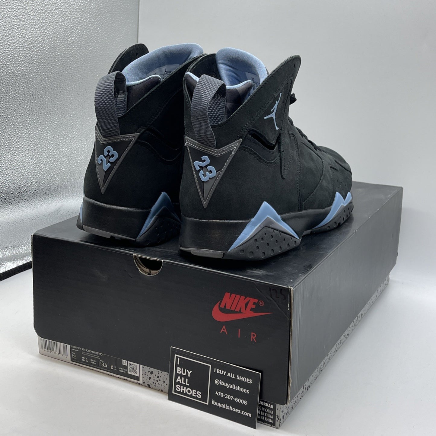 Size 12 - Air Jordan 7 Retro 2023 Chambray Black Blue Suede (CU9307-004)
