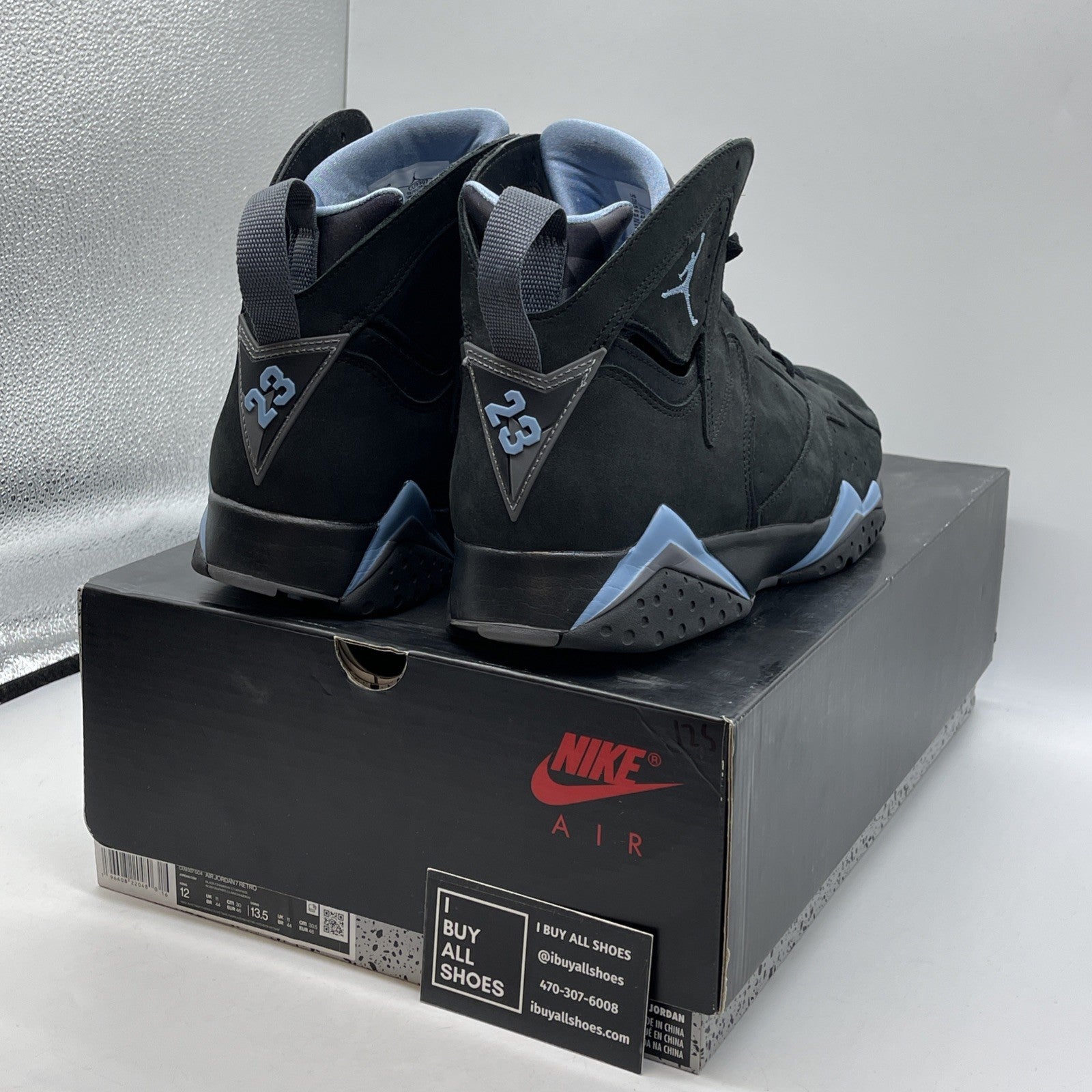 Size 12 - Air Jordan 7 Retro 2023 Chambray Black Blue Suede (CU9307-004)
