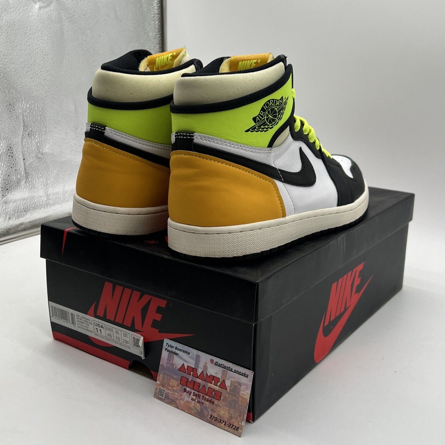 Size 11 - Jordan 1 Retro High OG Volt White Black Yellow Leather (555088-118)