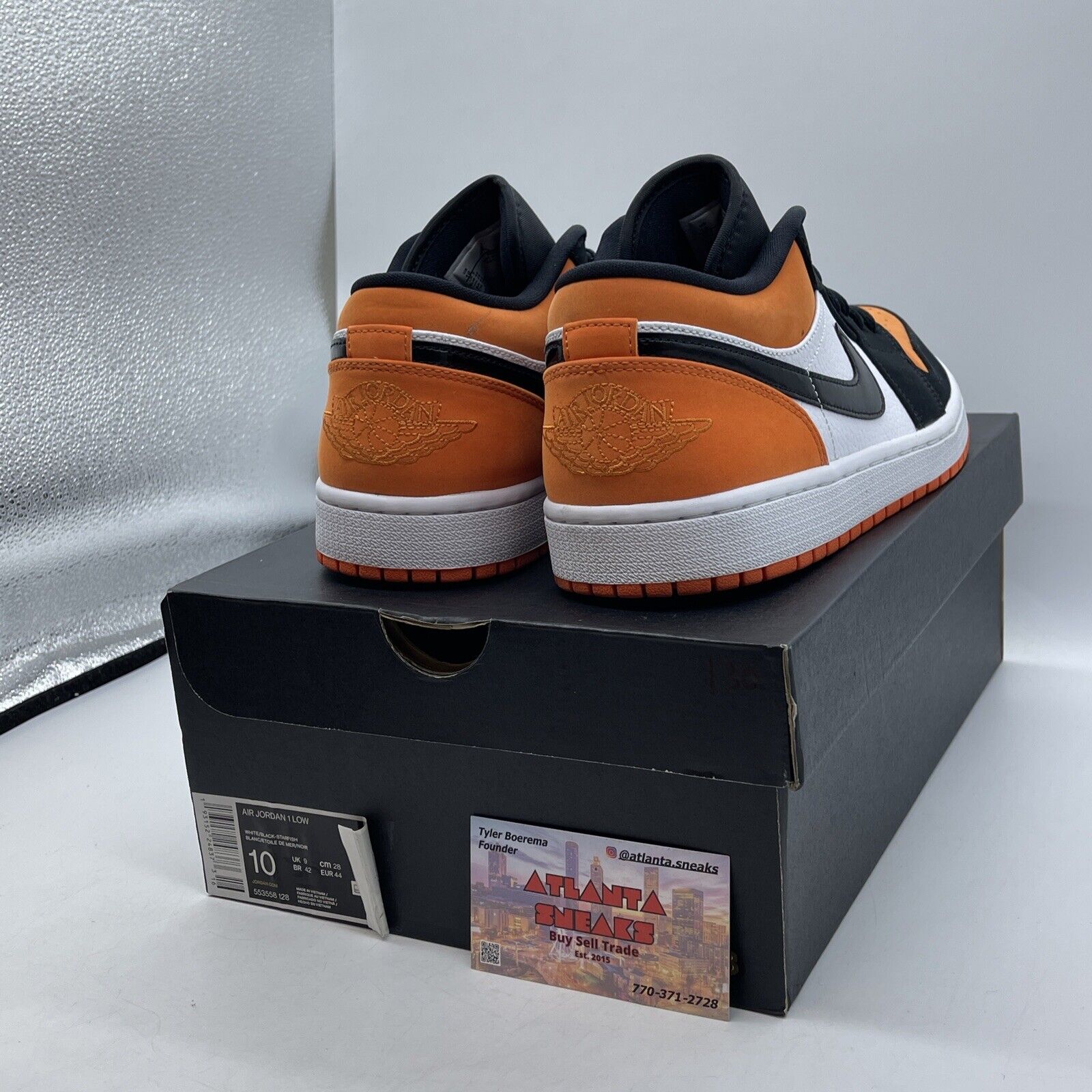 Size 10 - Air Jordan 1 Low Shattered Backboard Orange Black Suede (553558-128)