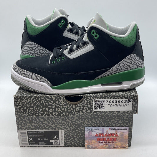 Size 8 - Jordan 3 Retro Mid Pine Green black Grey Suede Leather (CT8532-030)