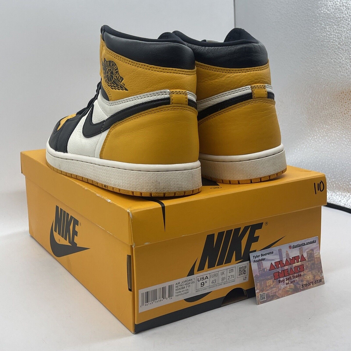 Size 9.5 - Jordan 1 Retro OG High Yellow Toe White Black (555088-711)