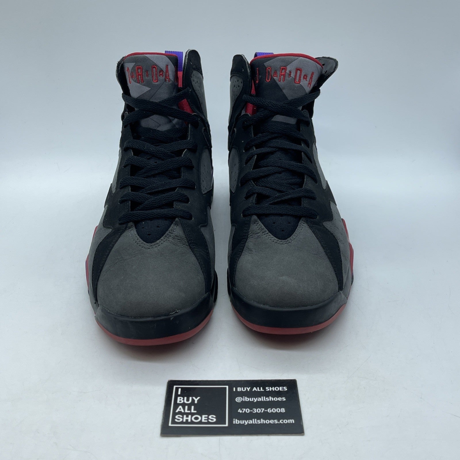 Size 10 - Air Jordan 7 Retro 2002 Raptor Black Red Grey Suede (304775-043)