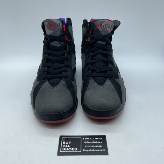 Size 10 - Air Jordan 7 Retro 2002 Raptor Black Red Grey Suede (304775-043)