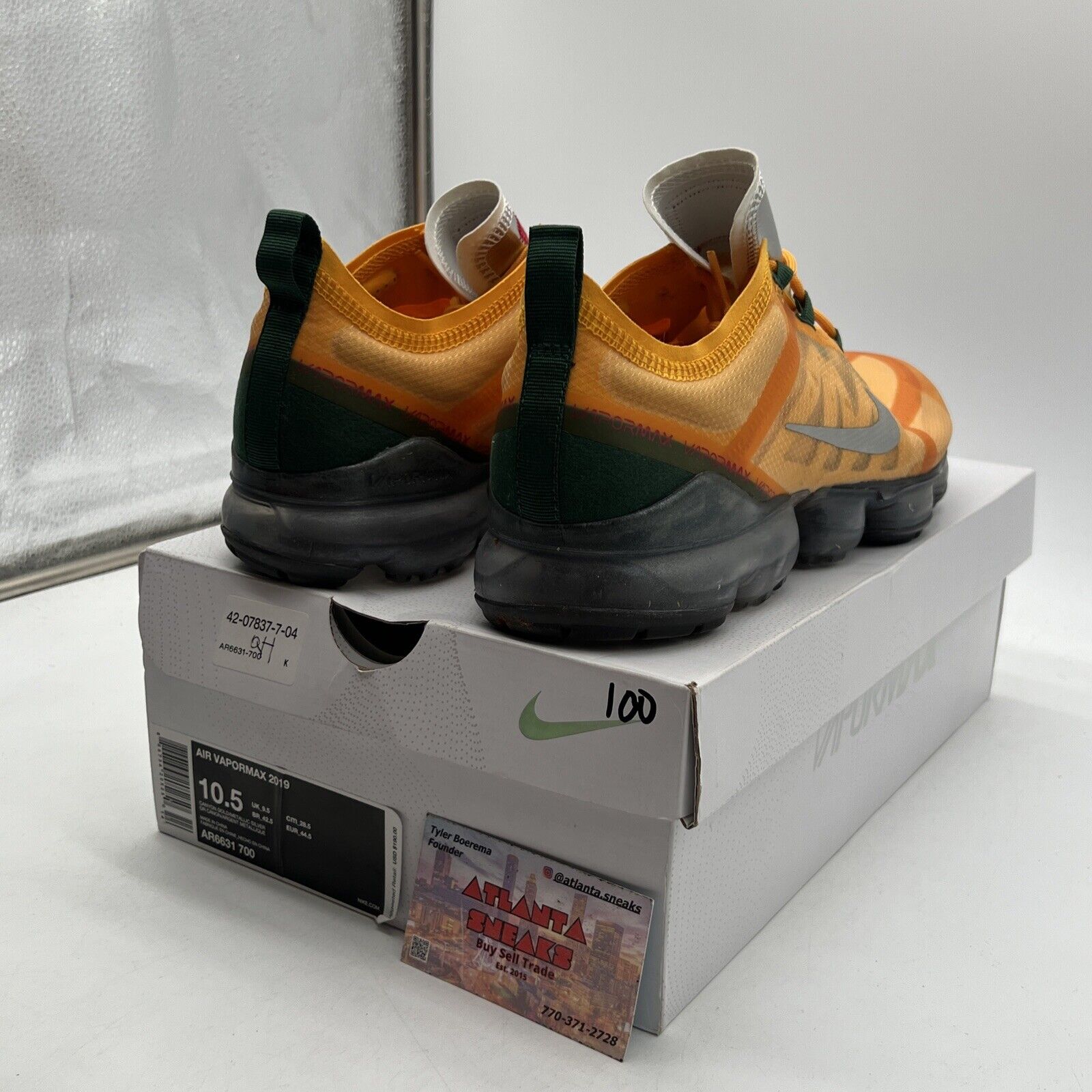 Size 10.5 - Nike Air VaporMax 2019 Canyon Gold Grey Orange Green (AR6631-700)