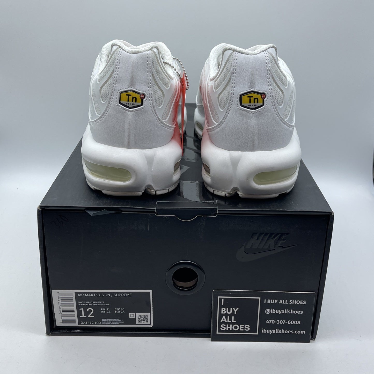 Size 12 - Nike Supreme x Air Max Plus TN White Red Suede Leather (DA1472-100)