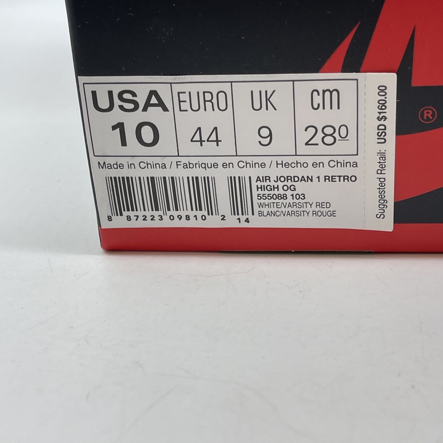 Size 10 - Air Jordan 1 Retro OG High Metallic Red White Leather (555088-103)