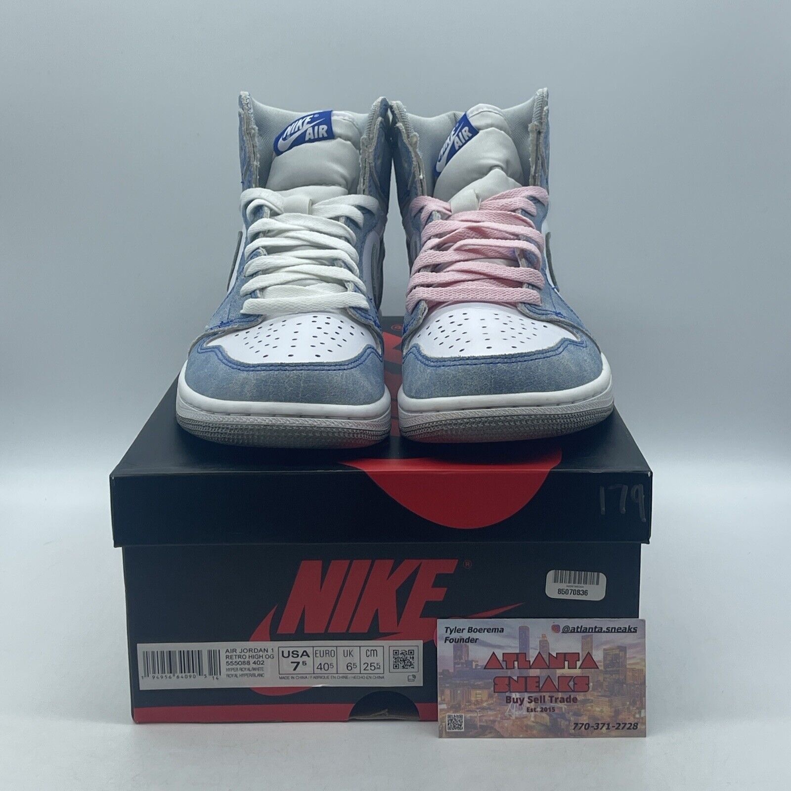 Size 7.5 - Jordan 1 Retro OG High Hyper Royal Blue White Gray (555088-402)