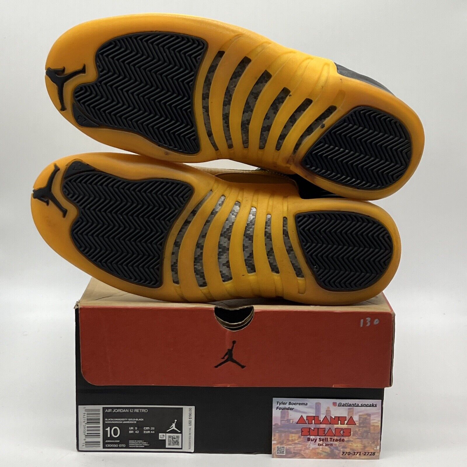 Size 10 - Jordan 12 Retro University Gold 2020 Black Yellow (130690-070)