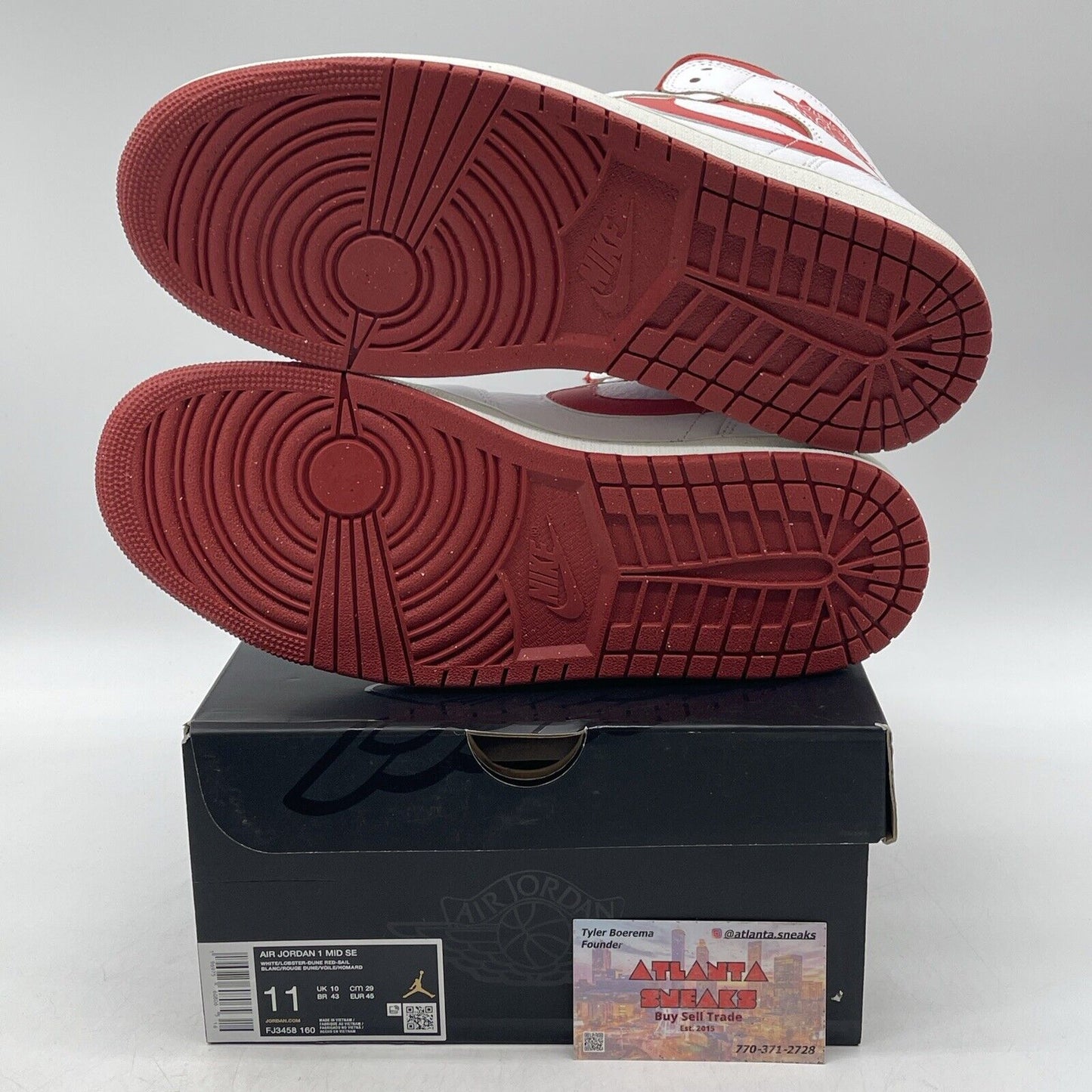 Size 11 - Air Jordan 1 Mid White Dune Red White Red Leather (FJ3458-160)