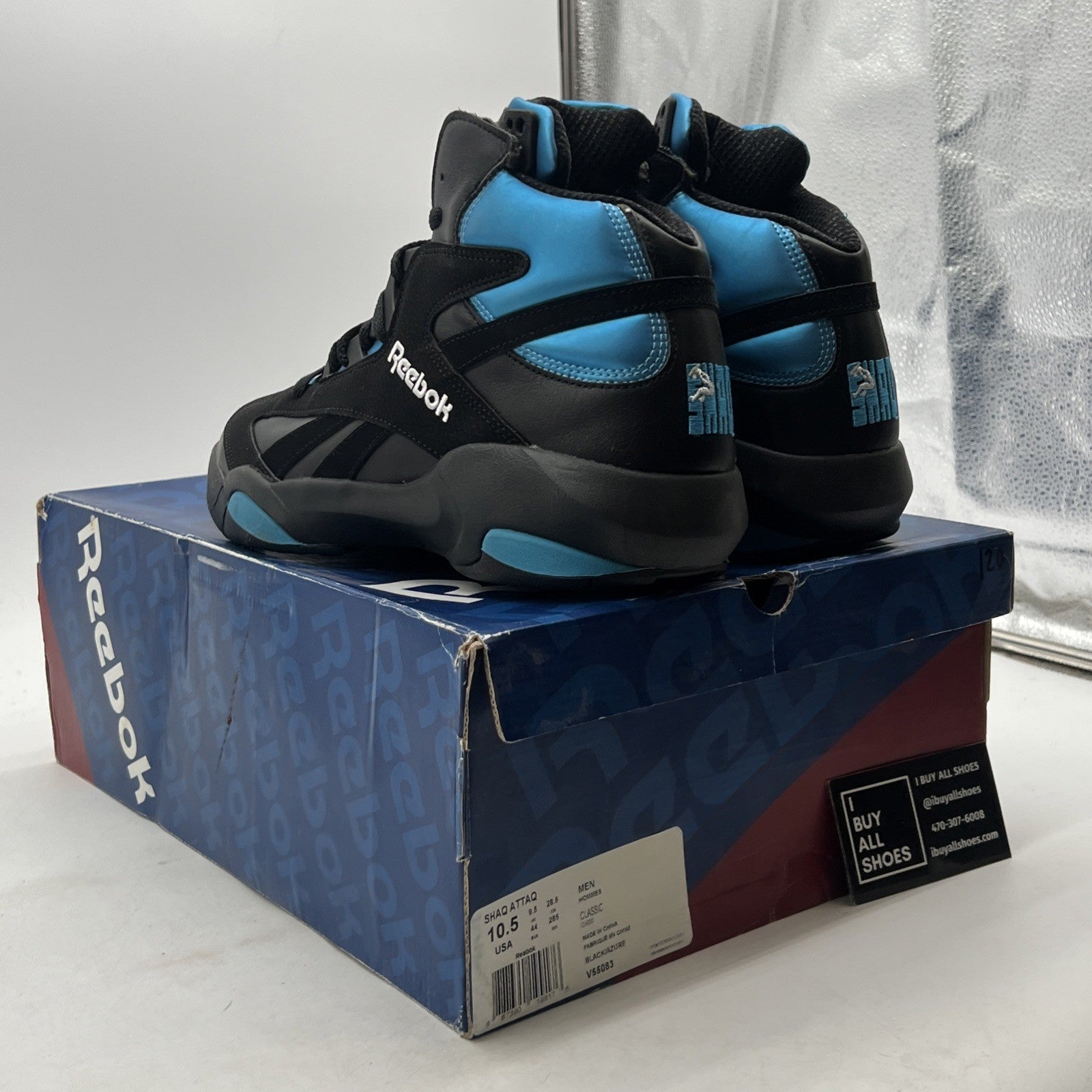 Size 10.5 - Reebok Shaq Attaq 2013 Black Azure (V55083)
