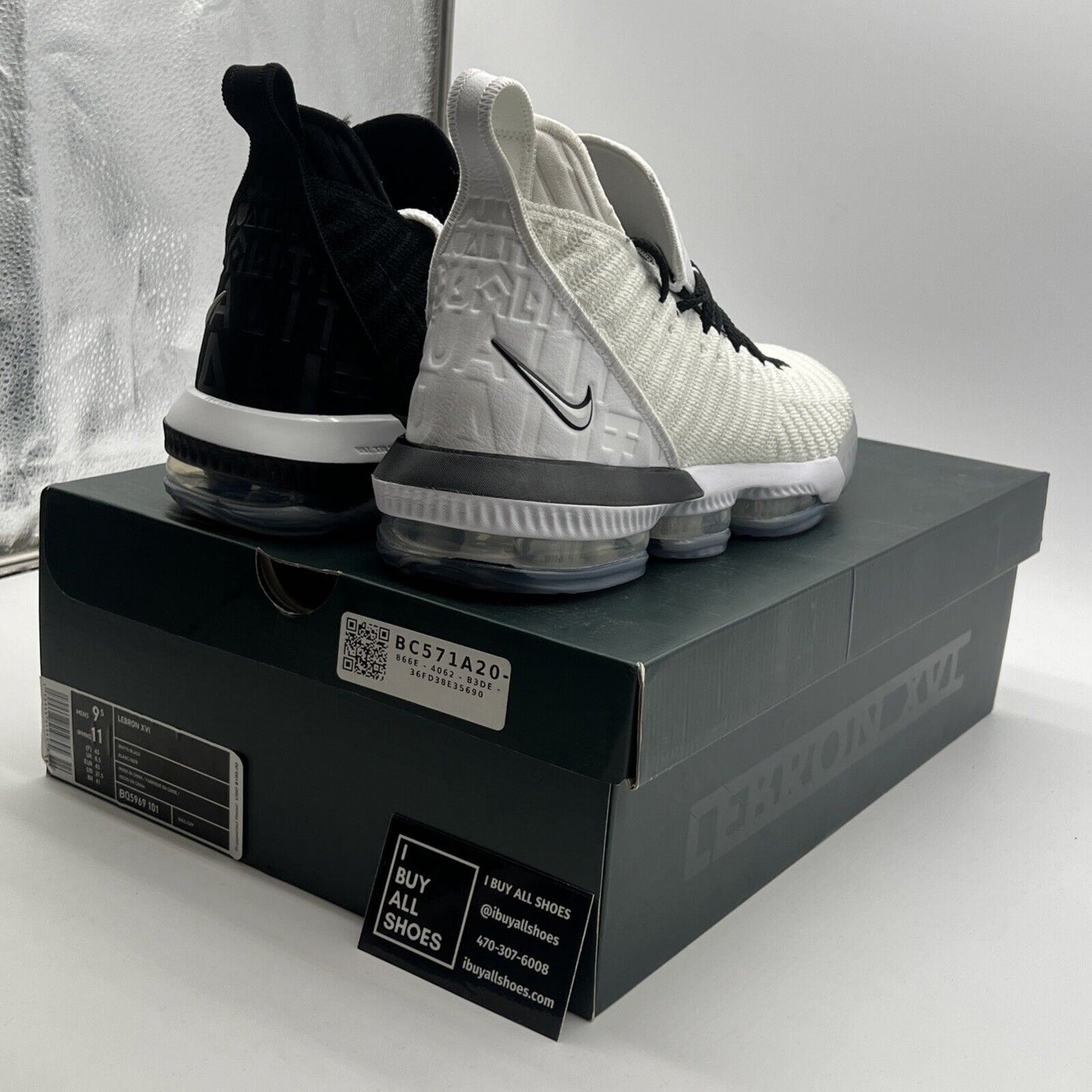 Size 9.5 - Nike LeBron 16 Equality - Black White (BQ5969-101)
