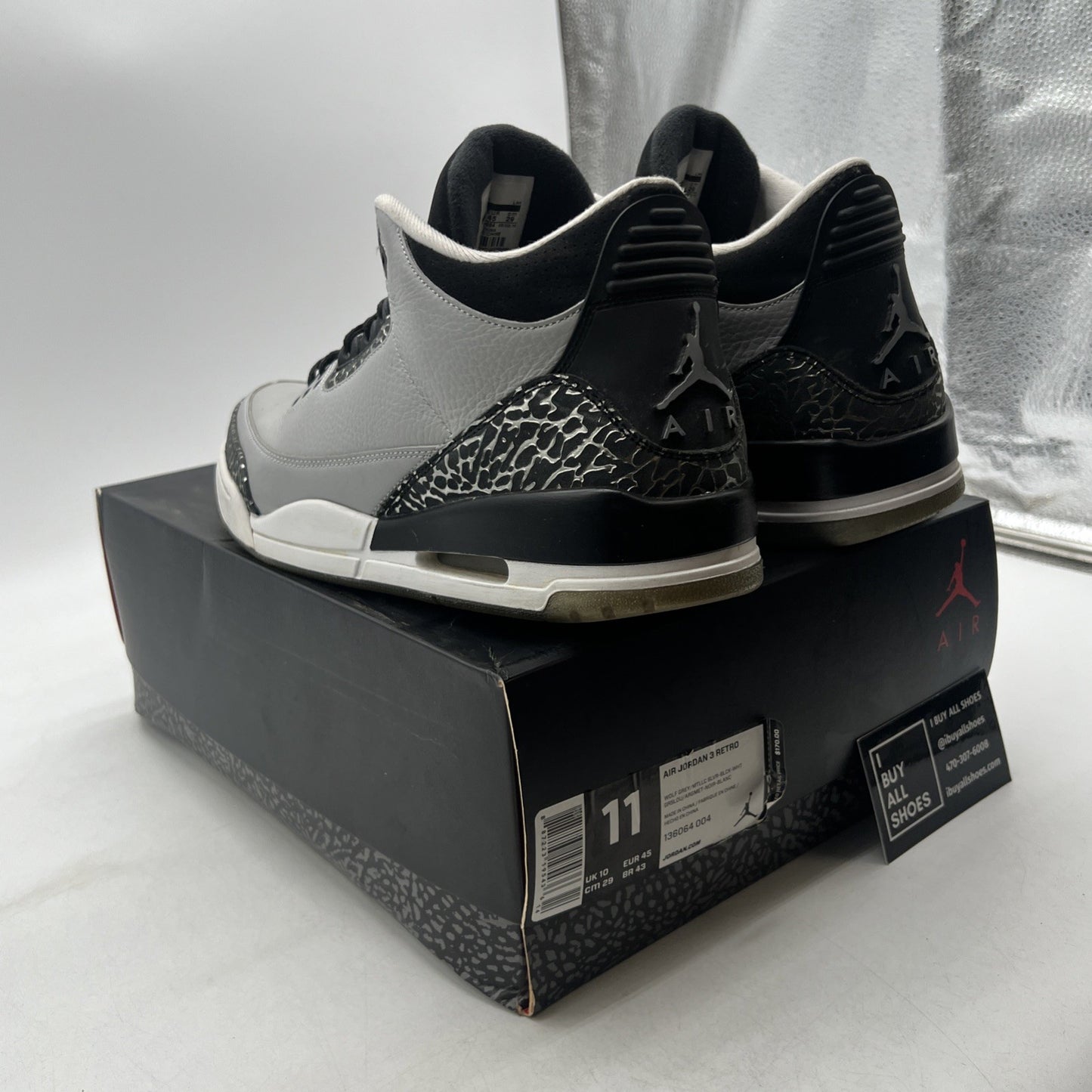 Size 11 - Air Jordan 3 Retro Wolf Grey (136064-004)