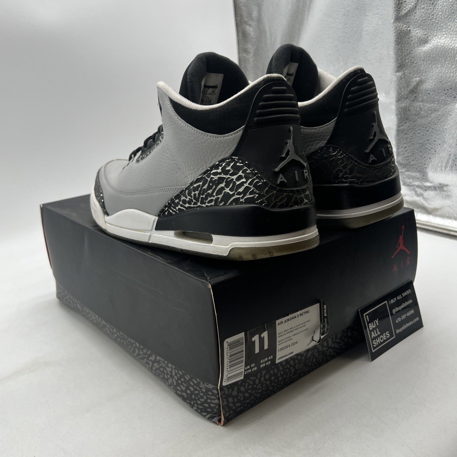 Size 11 - Air Jordan 3 Retro Wolf Grey (136064-004)