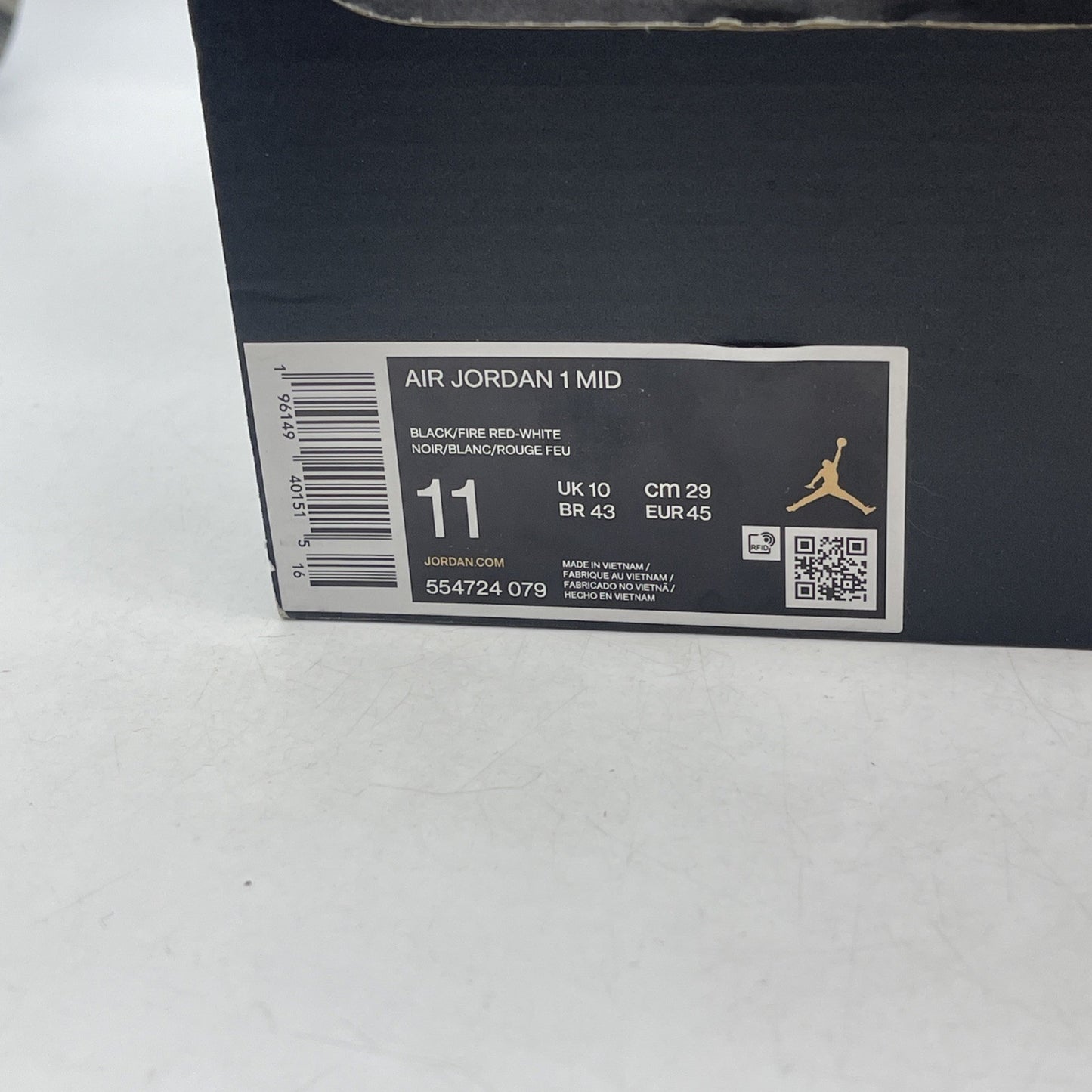 Size 11 - Air Jordan 1 Mid Bred Toe (554724-079)