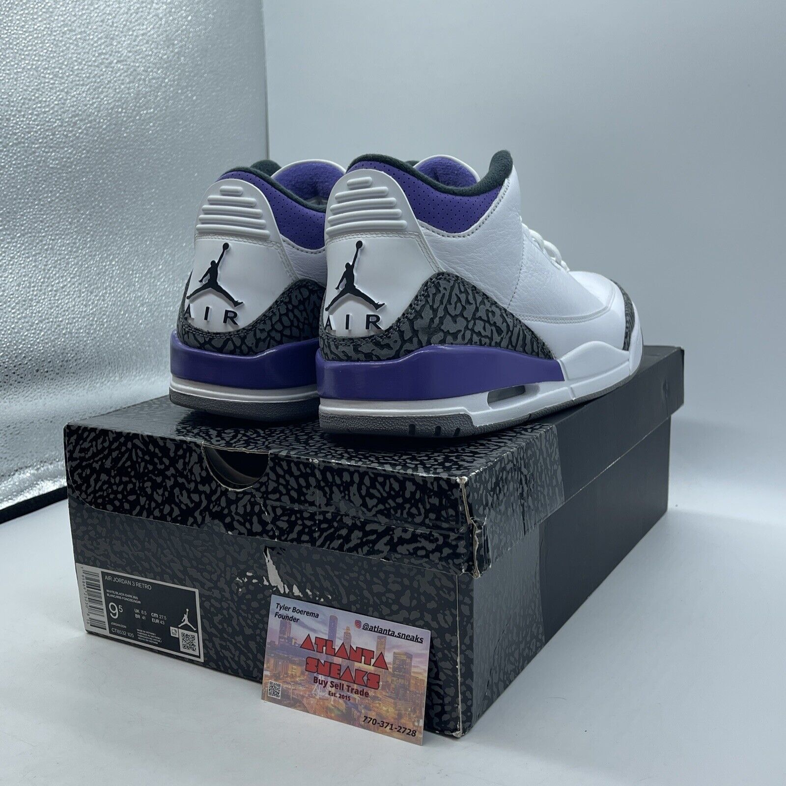 Size 9.5 - Jordan 3 Retro Mid Dark Iris Purple White Leather (CT8532-105)