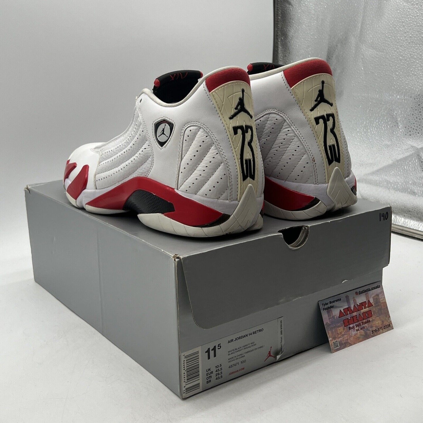 Size 11.5 - Air Jordan 14 Retro 2019 Candy Cane White Red Leather (487471-100)