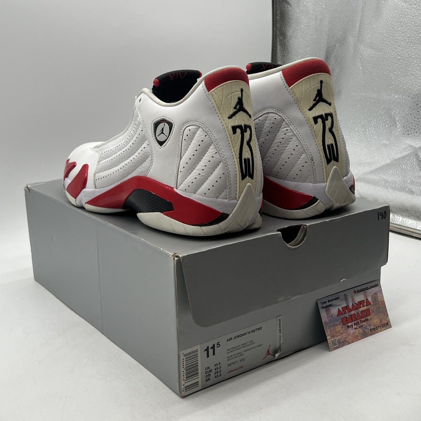 Size 11.5 - Air Jordan 14 Retro 2019 Candy Cane White Red Leather (487471-100)