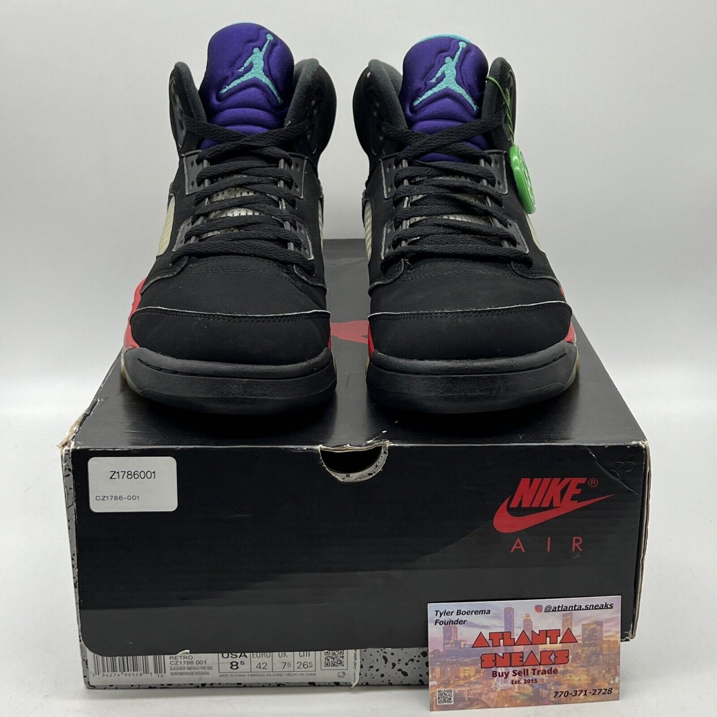 Size 8.5 - Jordan 5 Retro Top 3 Black 2020 Red Purple Aqua Suede (CZ1786-001)