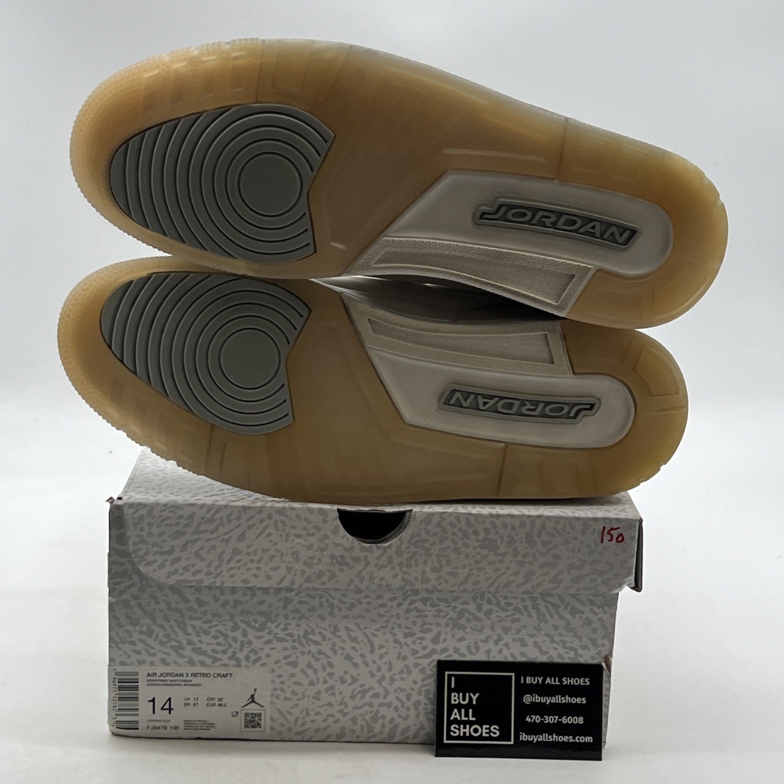 Size 14 - Air Jordan 3 Retro Craft Ivory/Grey White Leather (FJ9579-100)