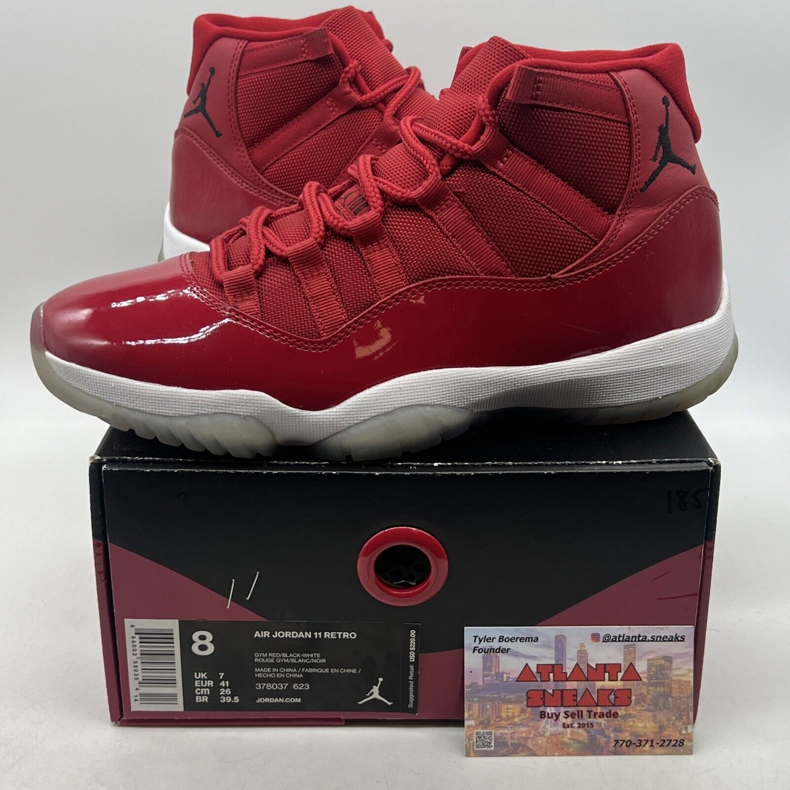 Size 8 - Jordan 11 Retro High Win Like '96 White Red Icey Black (378037-623)