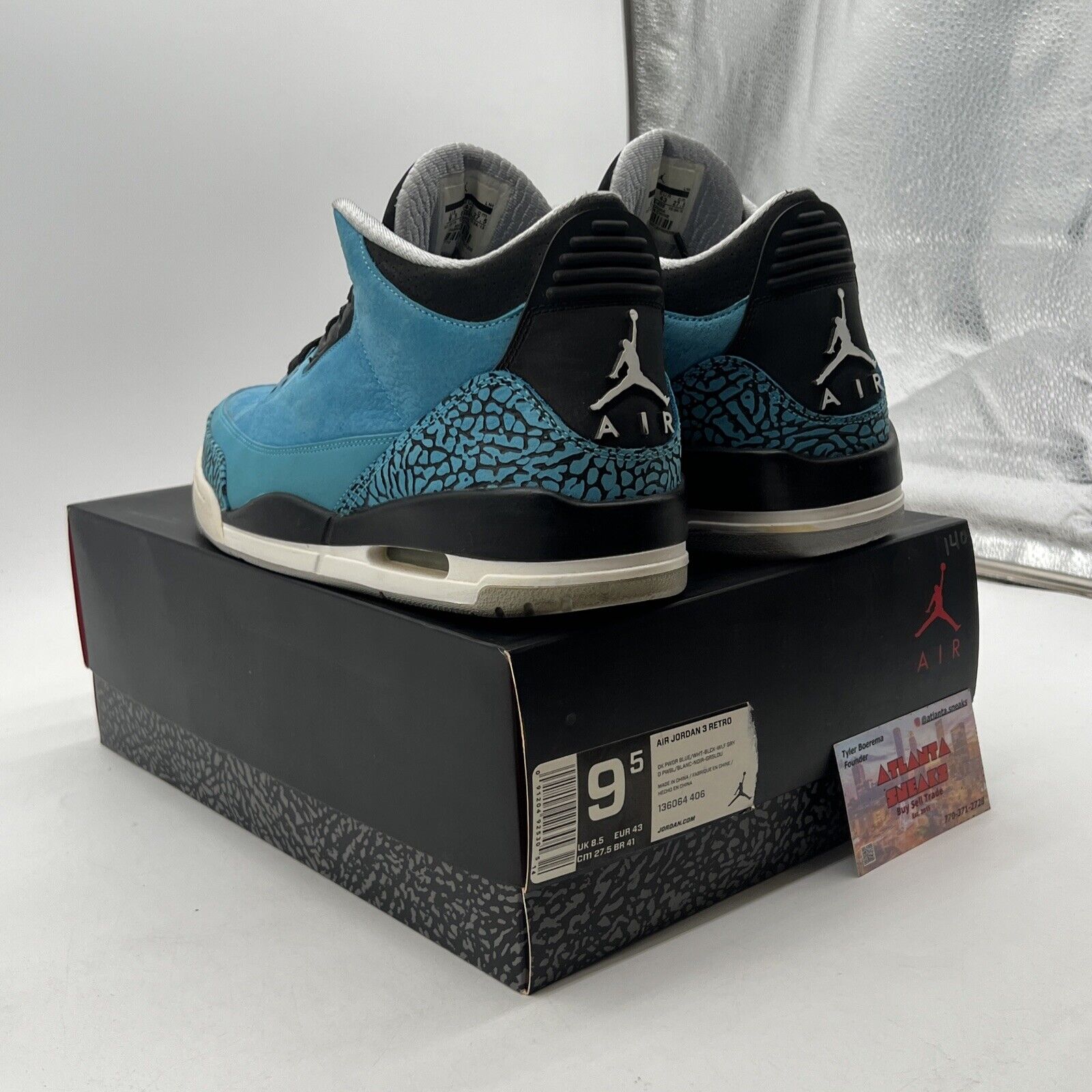 Size 9.5 - Air Jordan 3 Retro Powder Blue (136064-406)