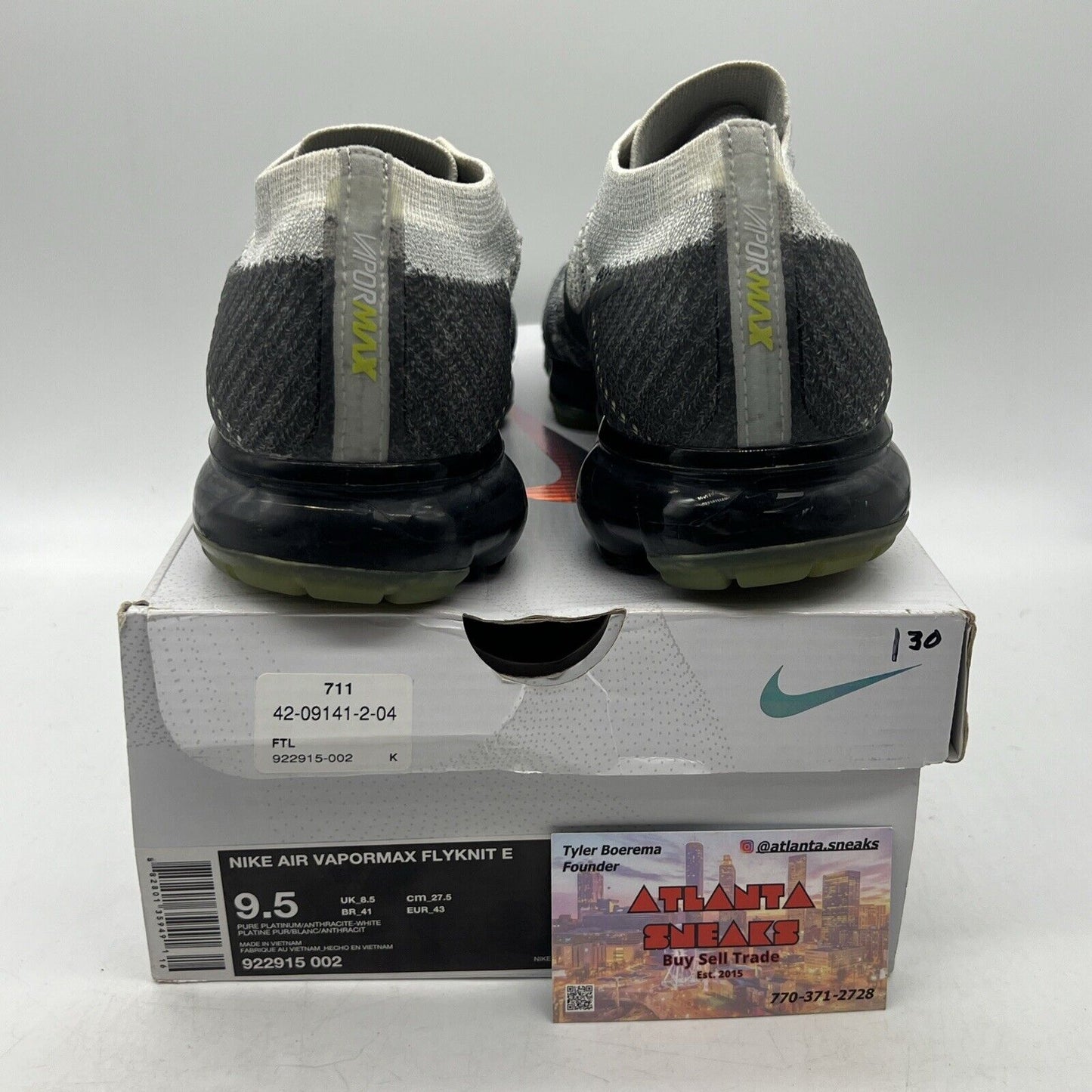 Size 9.5 - Nike Air VaporMax Neon Grey White