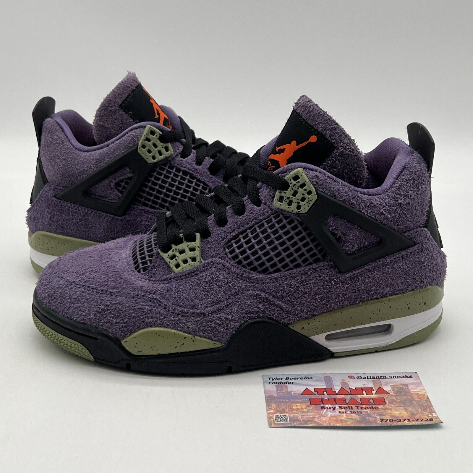 Size 7 - Jordan 4 Retro Mid Canyon Purple W Green White Suede (AQ9129-500)