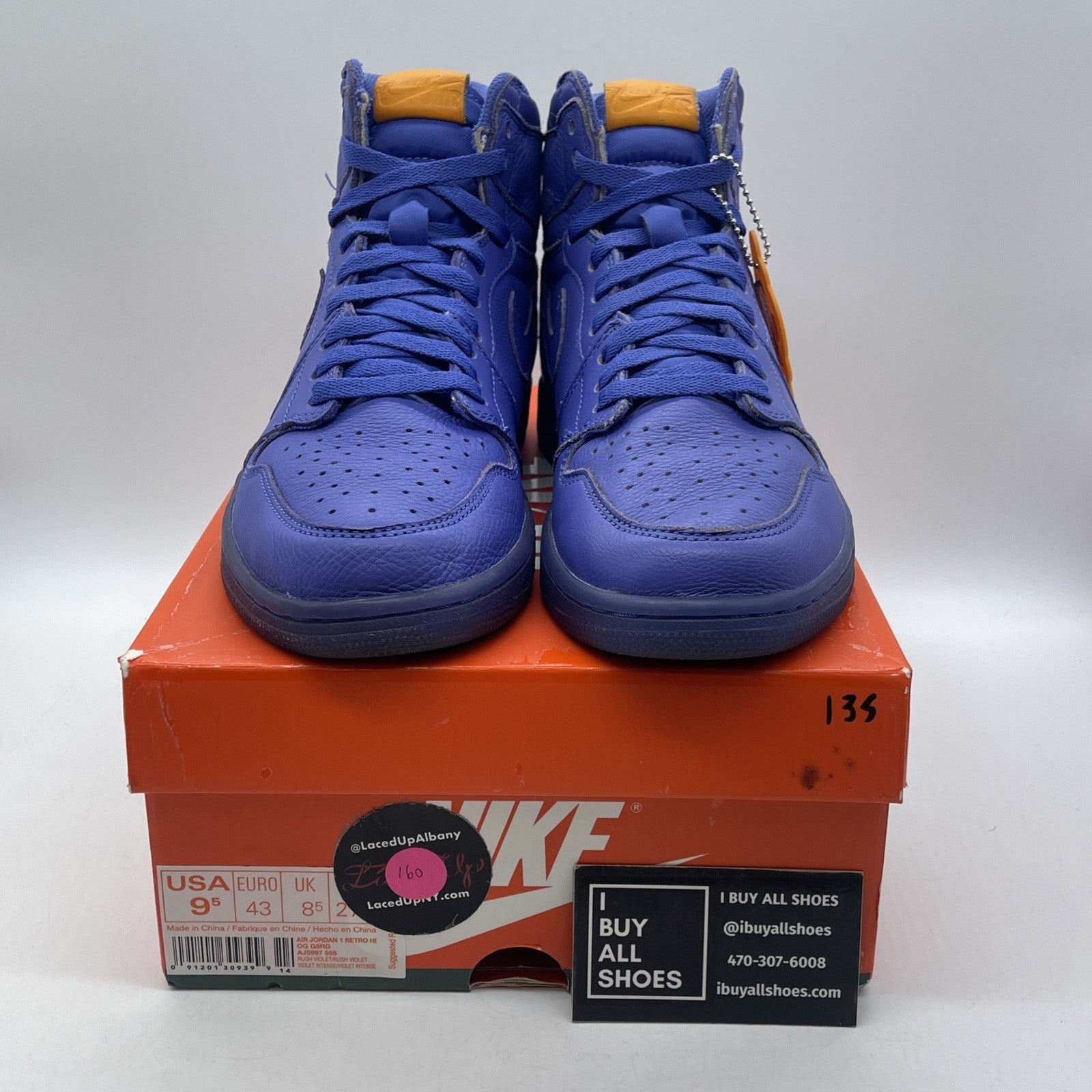 Size 9.5 - Air Jordan 1 Retro OG G8RD High Rush Violet Leather (AJ5997-555)