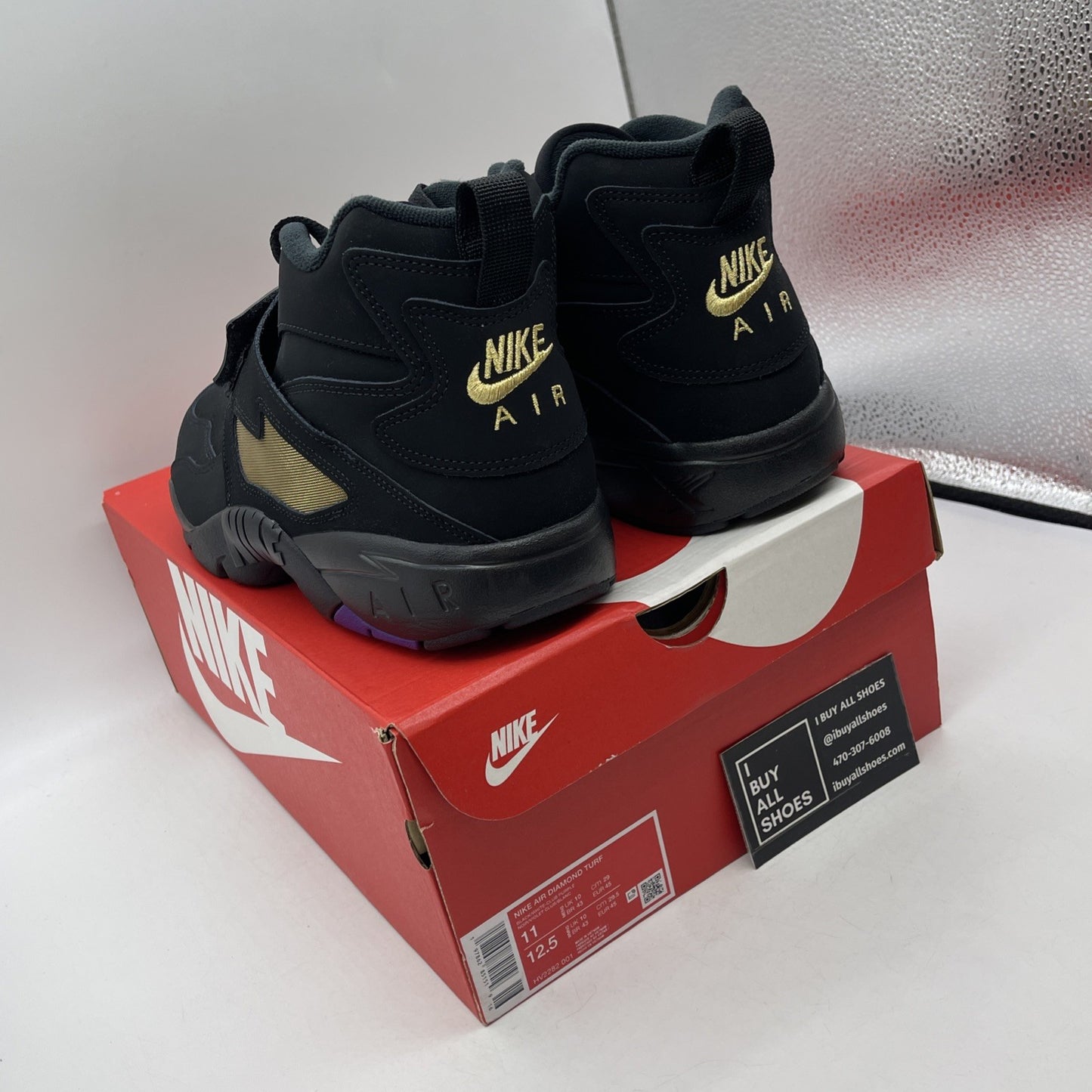 Size 11 - Nike Air Diamond Turf 2025 Ravens Black Gold Suede (HV2282-001)