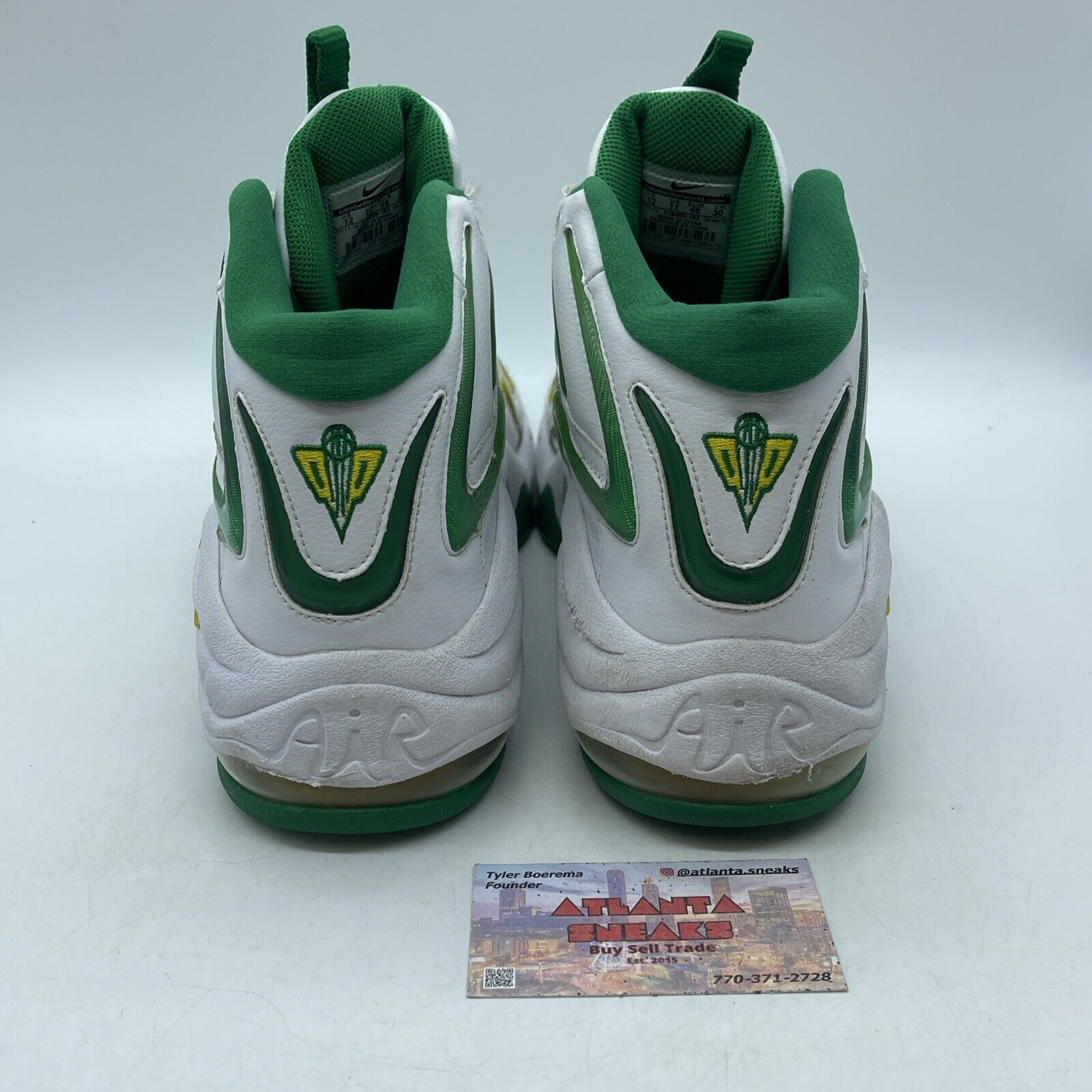Size 12 - Nike Air Pippen Hoh Draft Pack White Green Yellow Leather (410489-183)