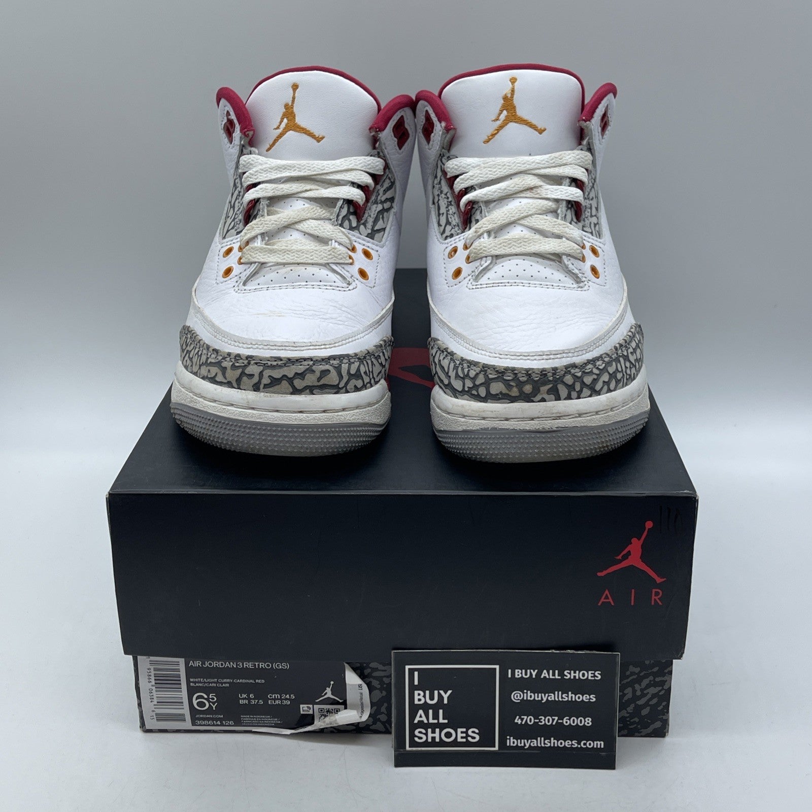Size 6Y (GS) - Jordan 3 Retro Sample Low Cardinal Red Grey White (398614-126)