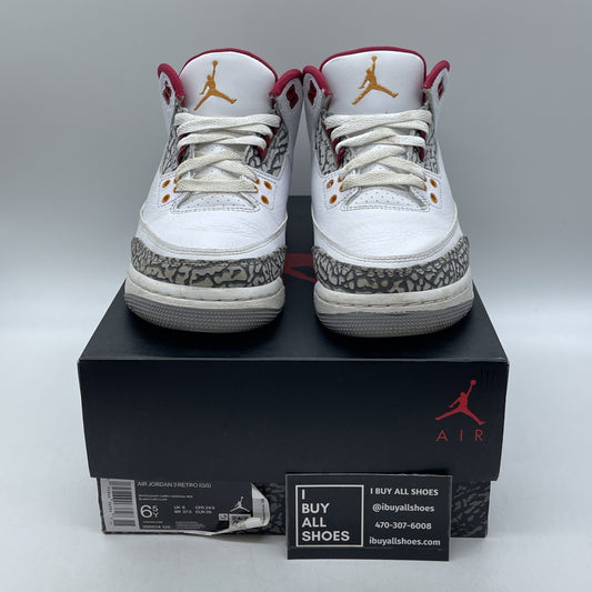 Size 6Y (GS) - Jordan 3 Retro Sample Low Cardinal Red Grey White (398614-126)