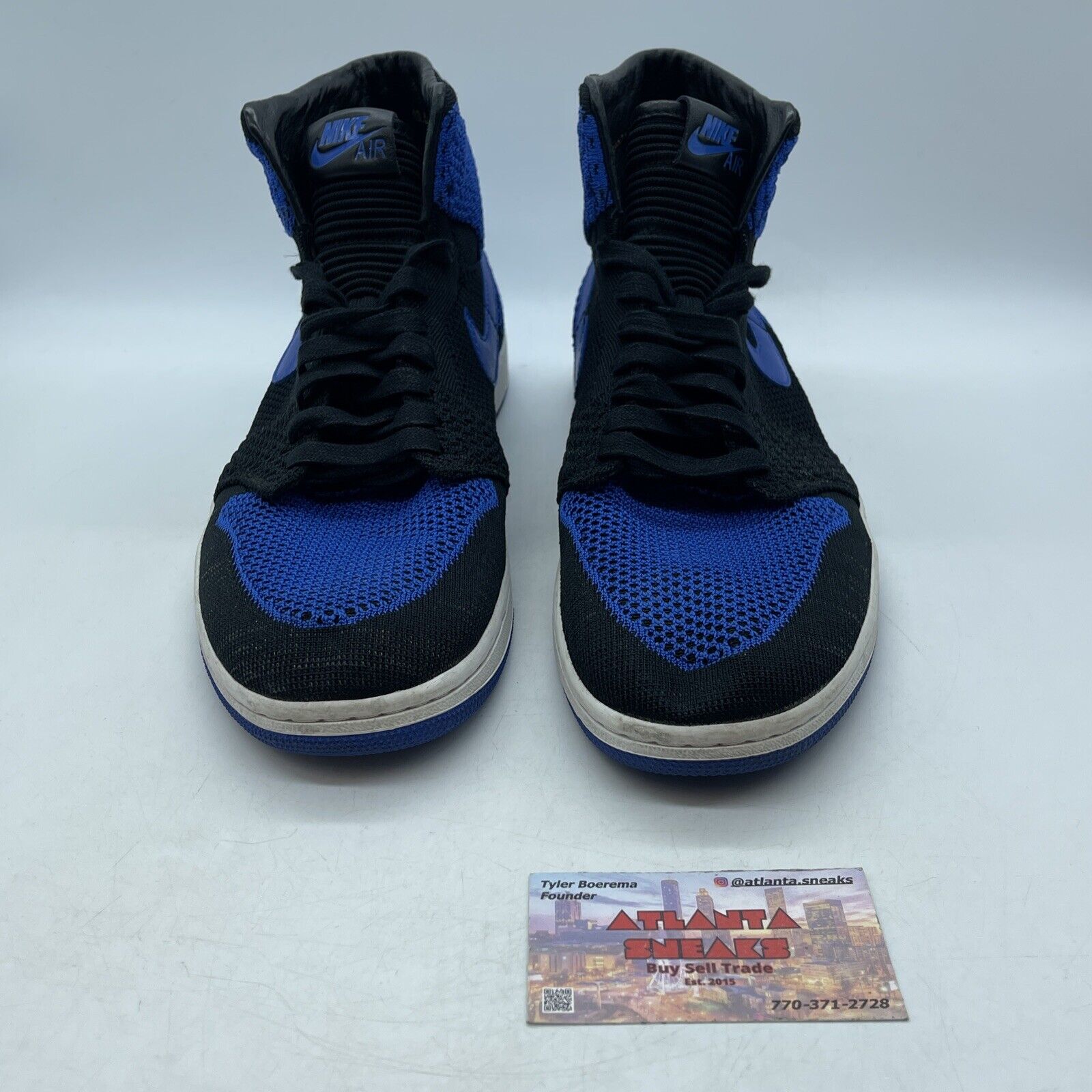 Size 10.5 - Air Jordan 1 Retro OG Flyknit High Royal Blue Black  (919704-006)