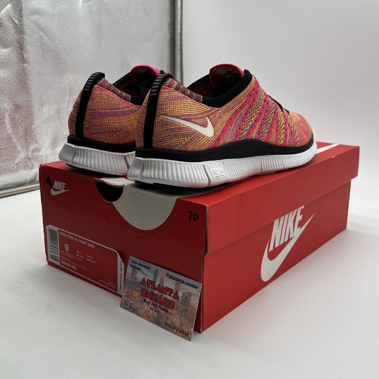 Size 9 - Nike Free Flyknit NSW Pink Flash (599459-600)