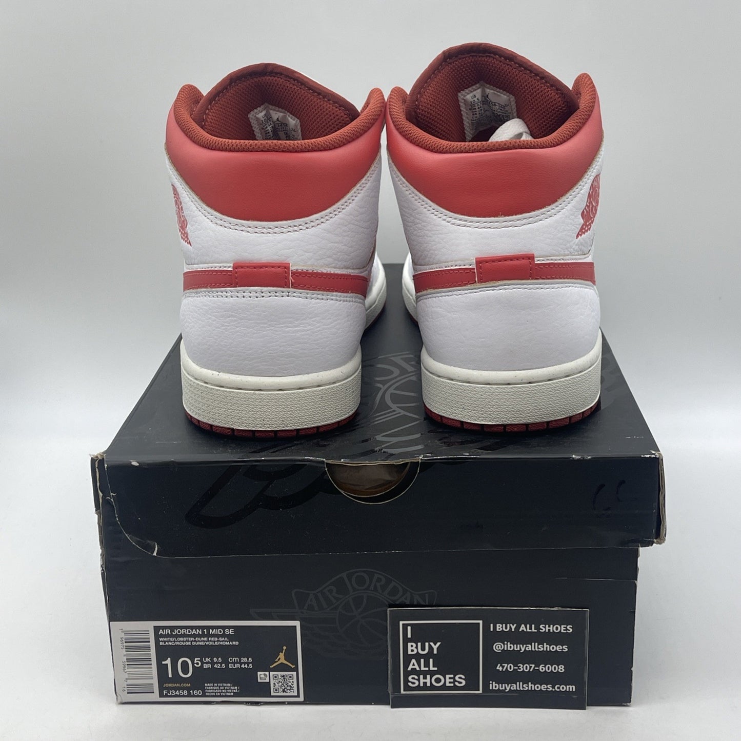 Size 10.5 - Air Jordan 1 Mid SE White Dune Red Leather (FJ3458-160)