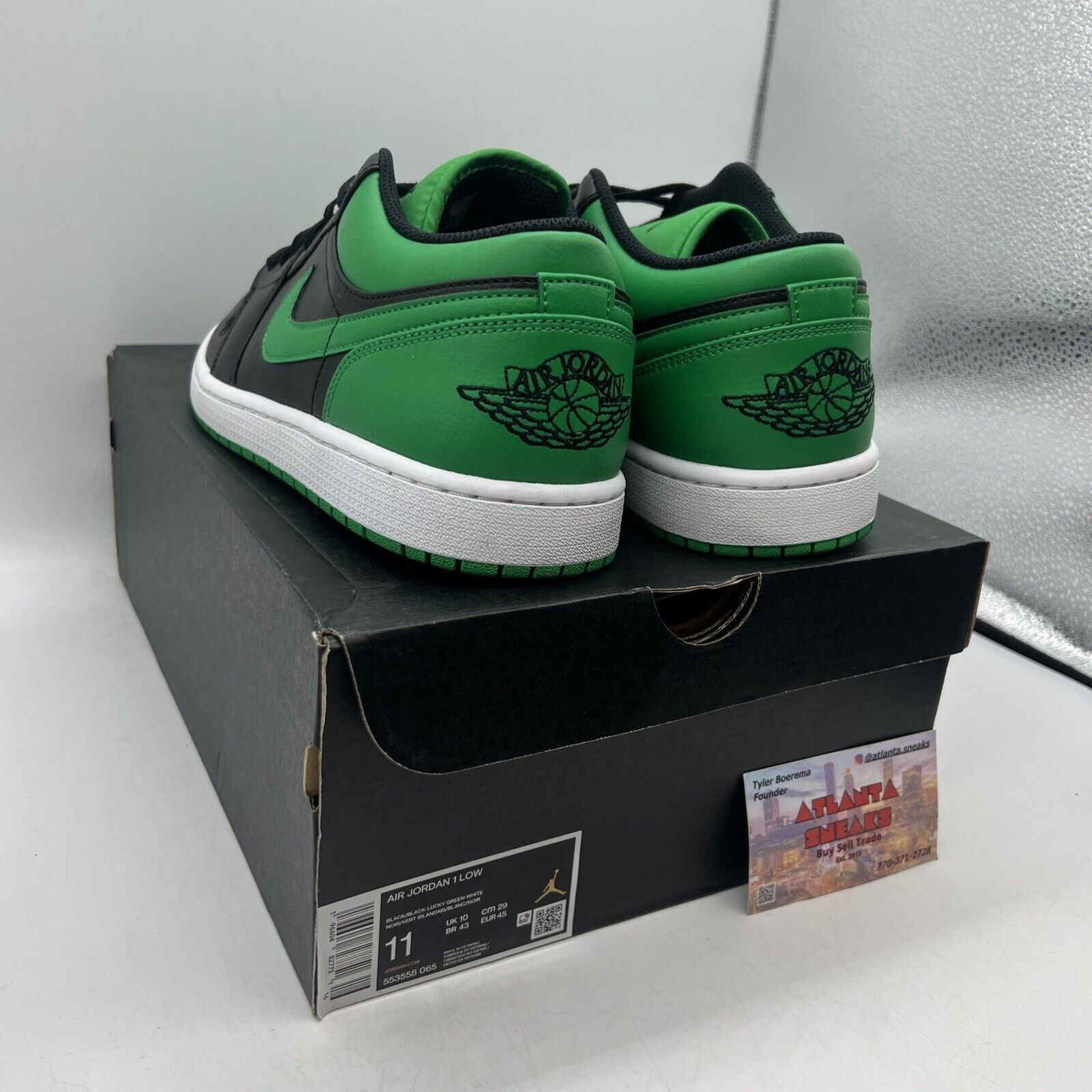 Size 11 - Jordan 1 Low Black Lucky Green Brand New Og All