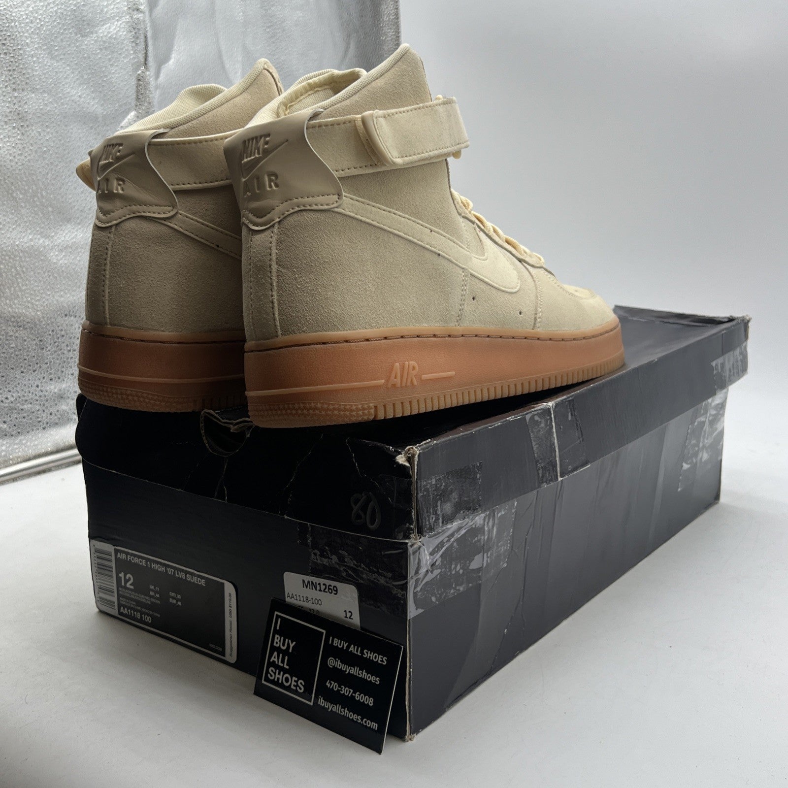 Size 12 - Nike Air Force 1 07 LV8 Suede High Mushroom (AA1118-100)