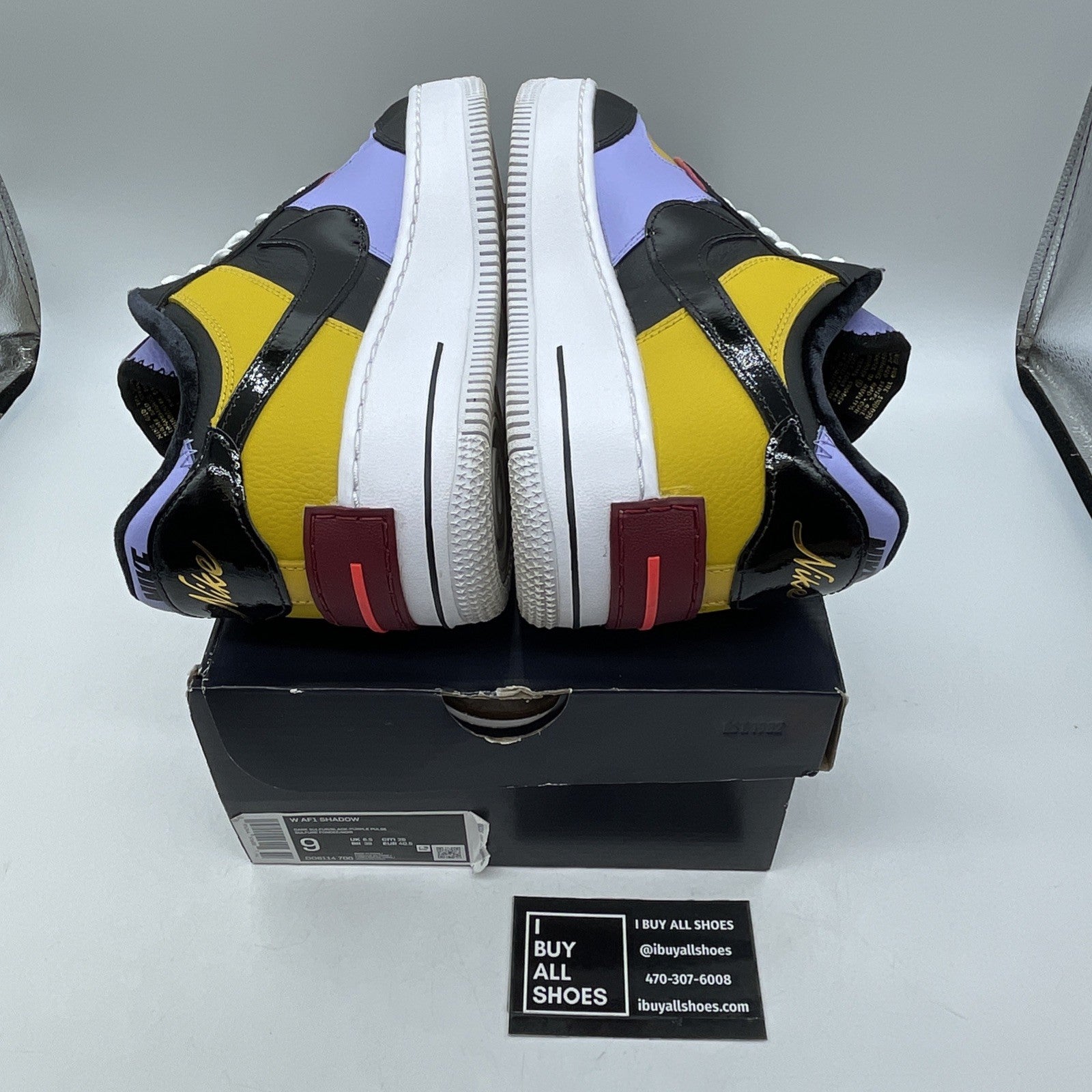 Size 9W - Nike Air Force 1 Shadow Dark Sulfur Black Yellow Leather (DO6114-700)