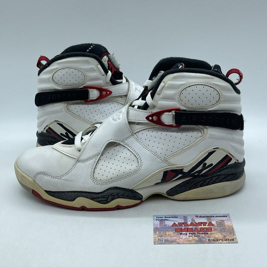 Size 10 - Air Jordan 8 Retro Alternate WhitSize Black Red Leather (305381-104)