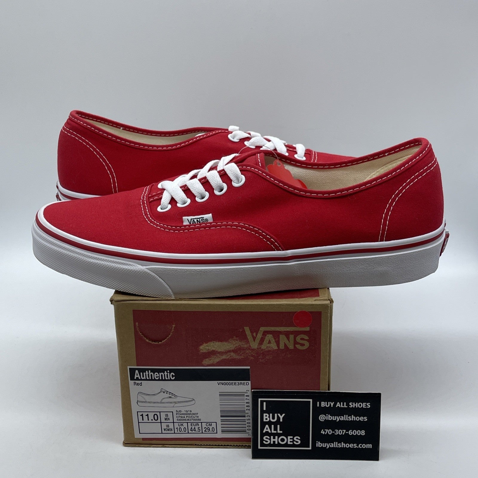 Size 11 - Vans core classic authentic Red White Suede (VN000EE3RED1)